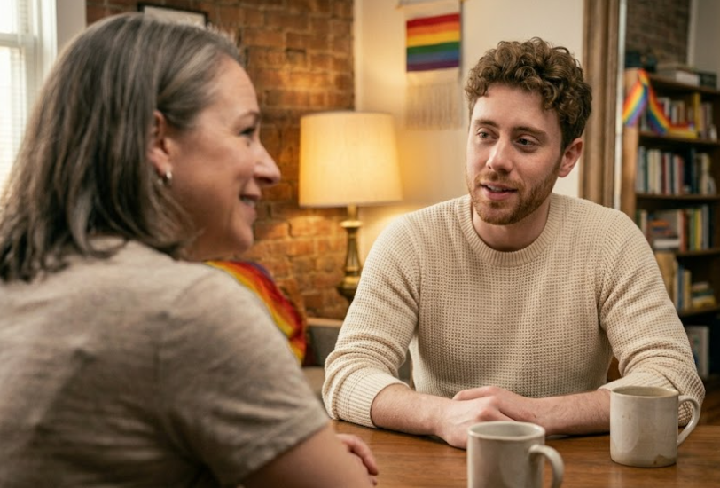 LGBTQIA+ adult expressing themselves authentically while maintaining healthy boundaries