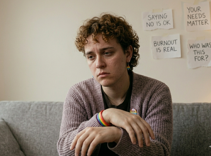 Person feeling emotionally drained and disconnected due to people pleasing in relationships