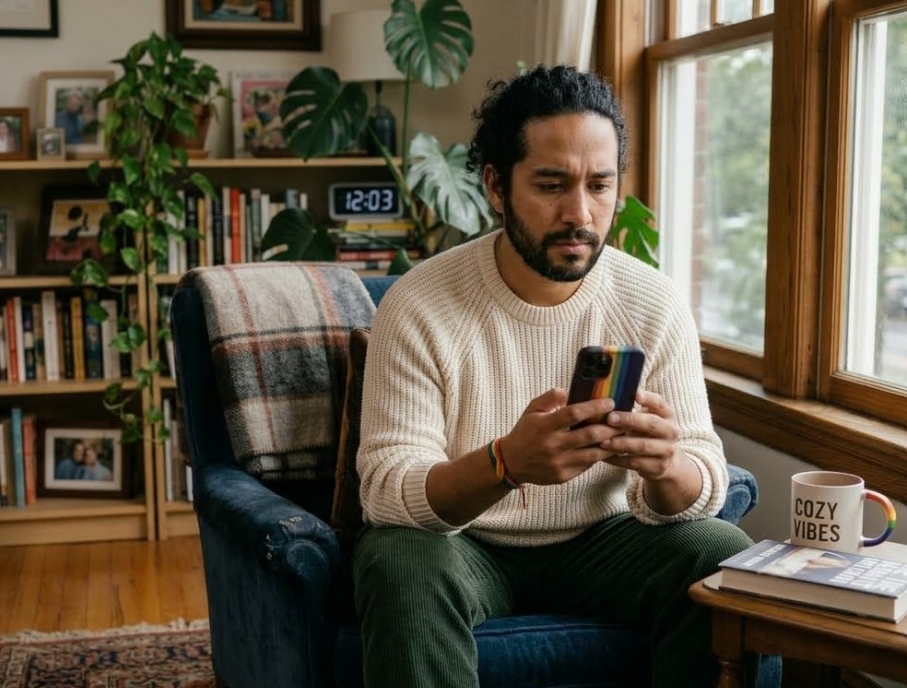 Person experiencing anxiety while waiting for a response in a relationship