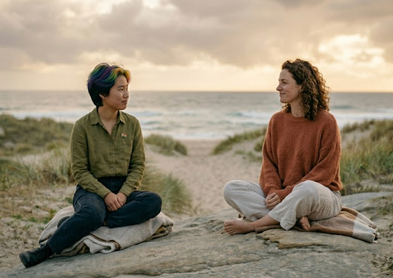 Two people maintaining a healthy and authentic connection with clear boundaries