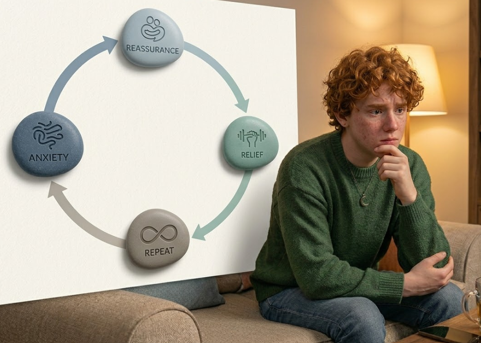 Visual representation of the cycle of anxiety and reassurance in relationships