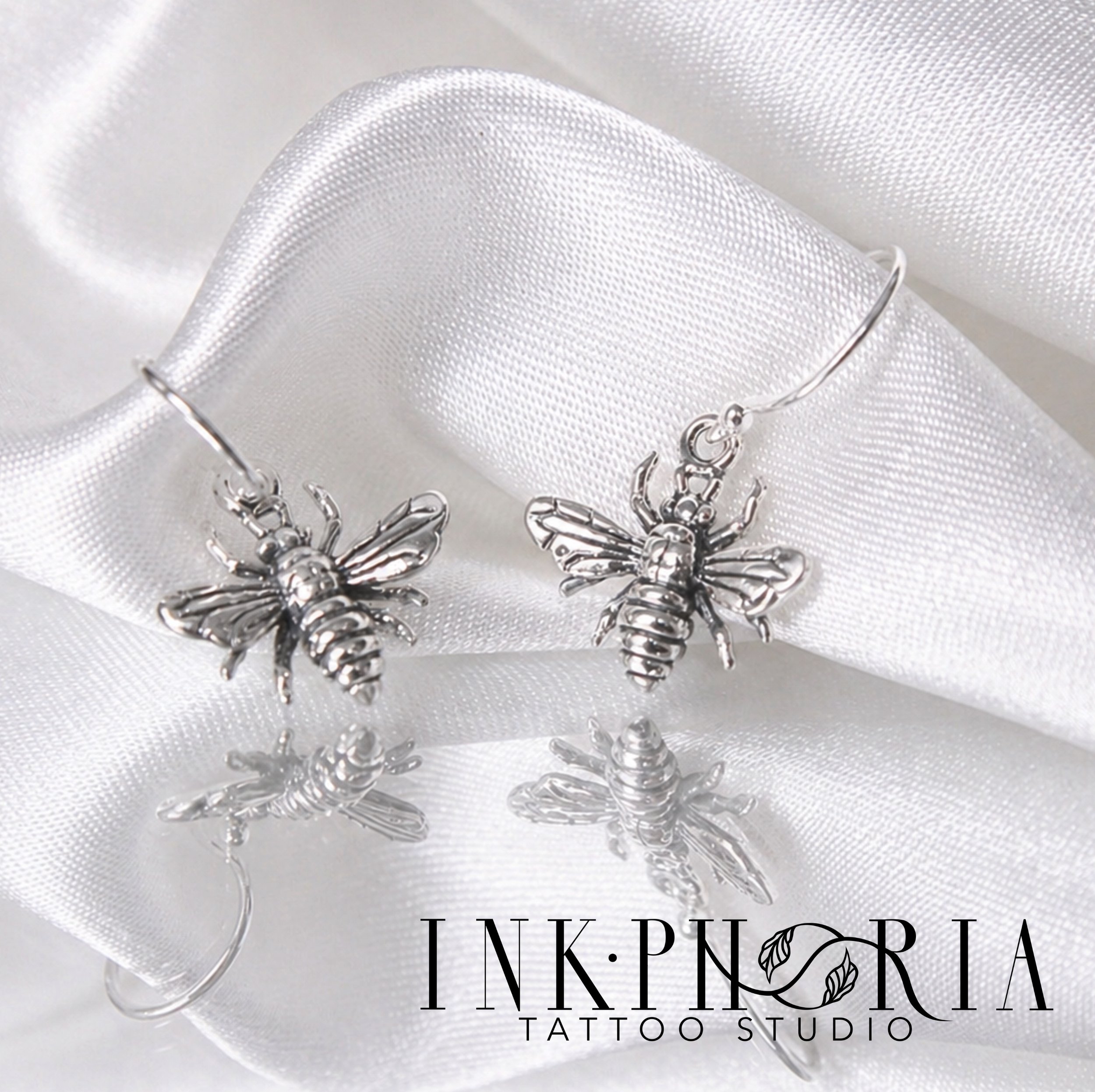 Silver Bee Charm Earrings