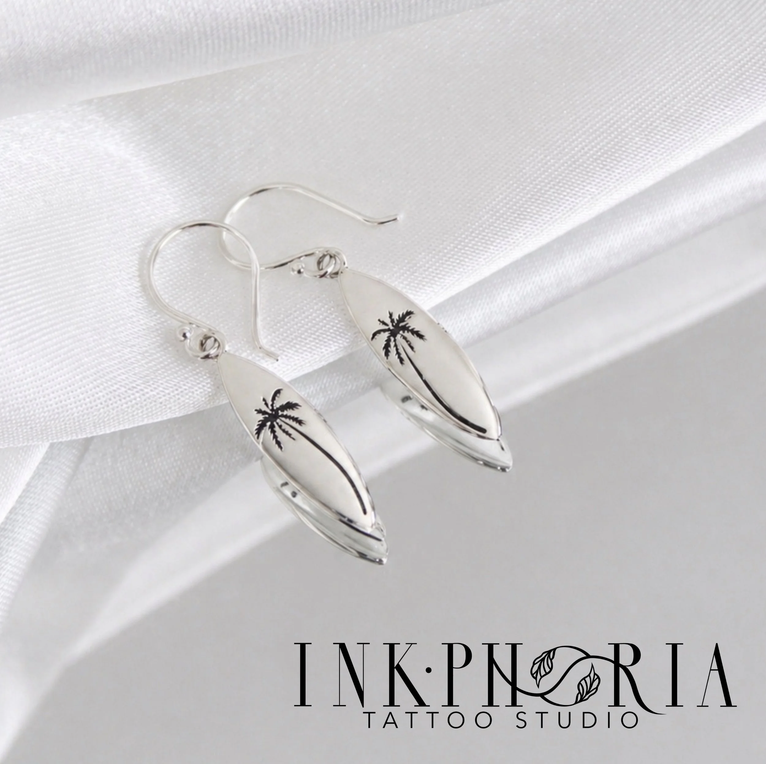Palm Tree Sterling Silver Earrings