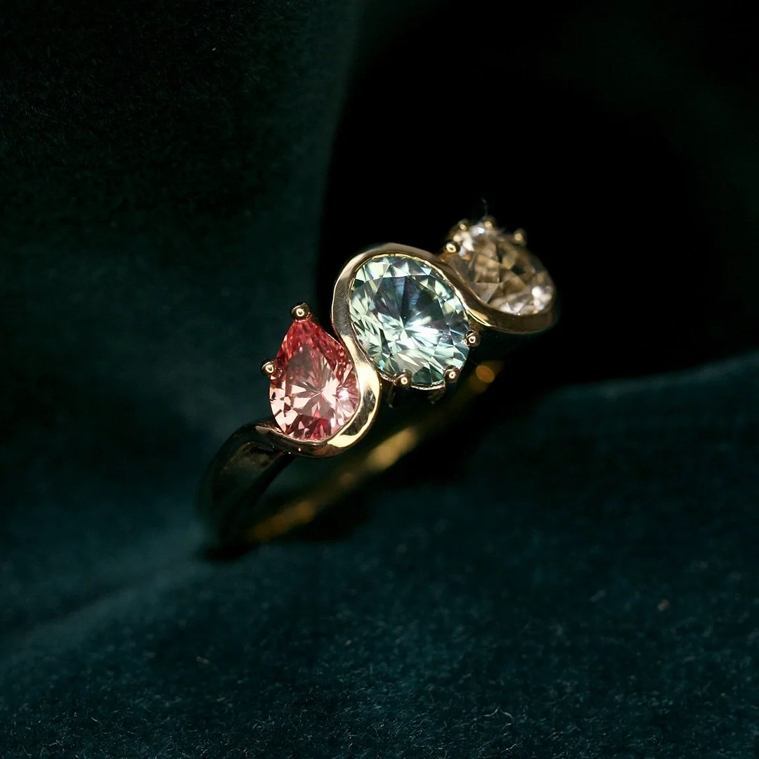 How beautiful is Claire&rsquo;s engagement ring, designed by Iris 💗

She chose a really funky and fun style, with flowing gold and asymmetric gemstones expertly cut by the incredible @stagandfinch in Canada.

Iris proposed by Loch Lomond - a spot wi