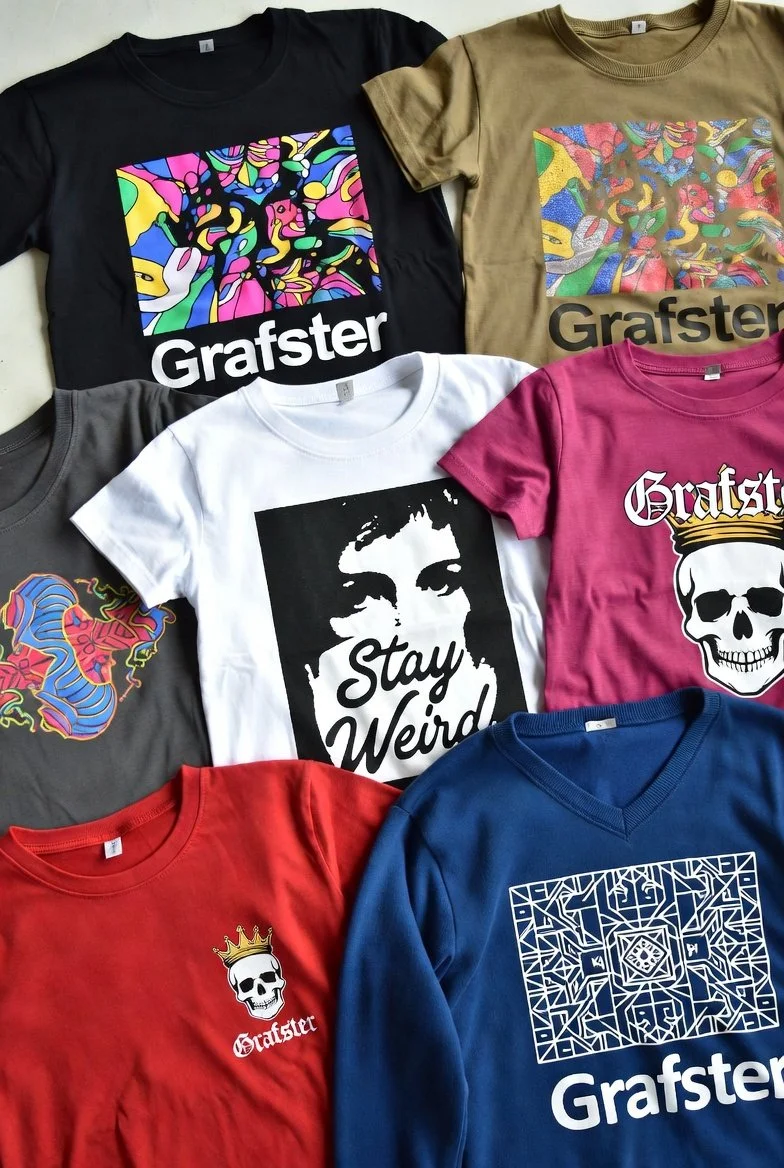Barvni tisk na majice in tekstil po meri – personalizirane majice z motivi Grafster