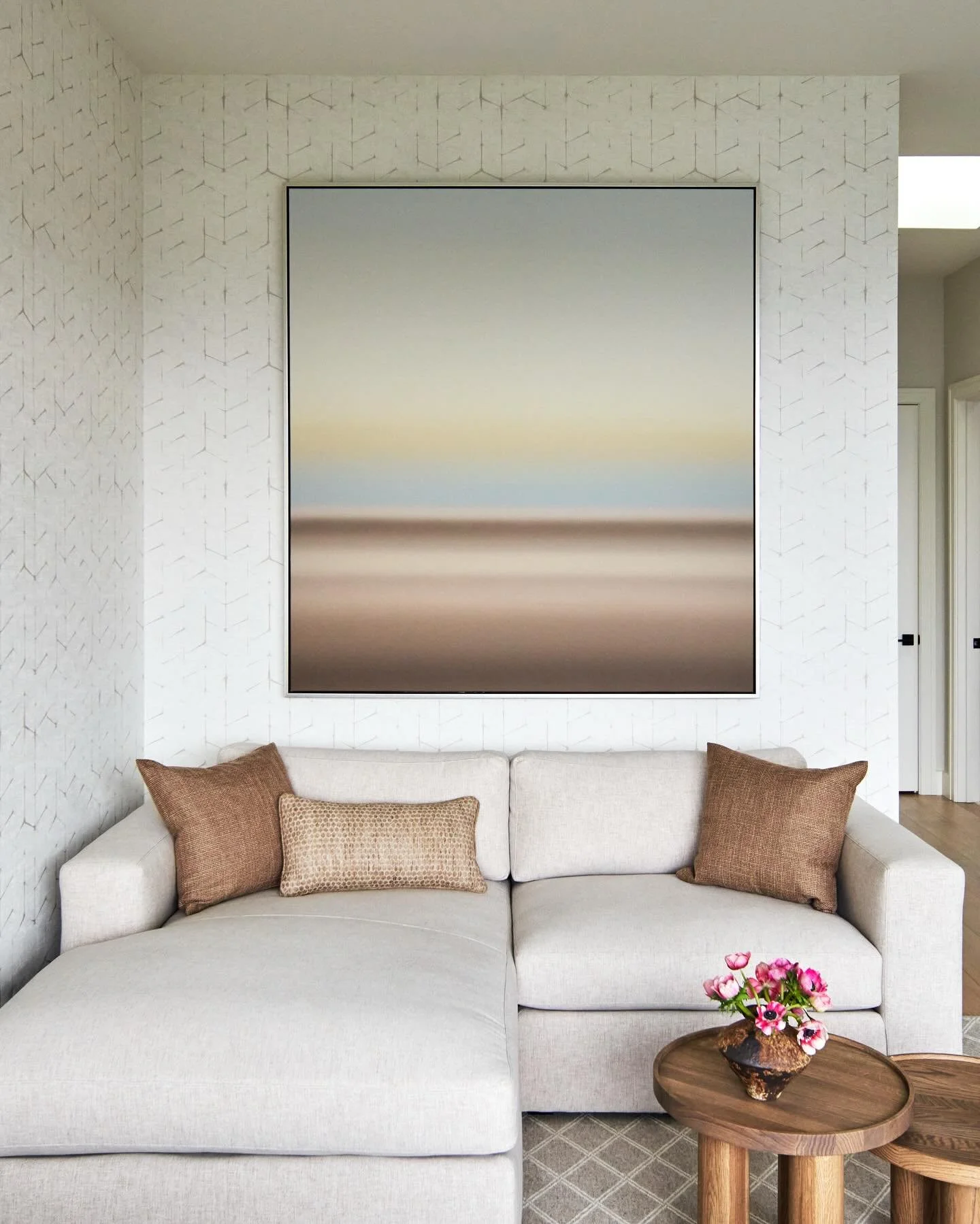 I love this cozy corner in the primary suite of our 3rd Ave project. 

Clean lines, organic tones and statement artwork set the tone.  Simple palettes can make an impact. 

Design | @retirodesign.co 
Photography | @kuohphotography 
Styling| @matador_