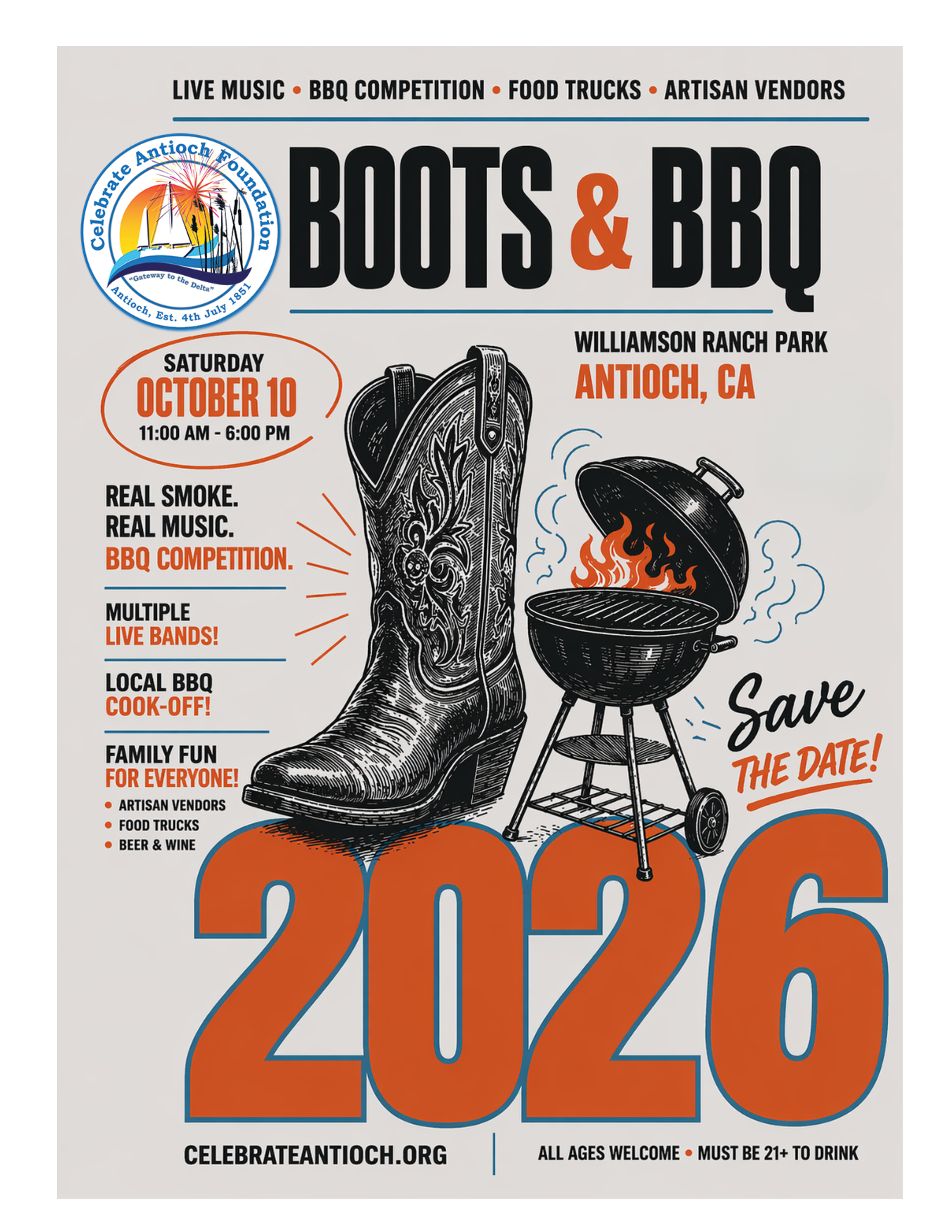 2026 Boots and BBQ at Williamson Ranch Park in Antioch, CA on October 10th