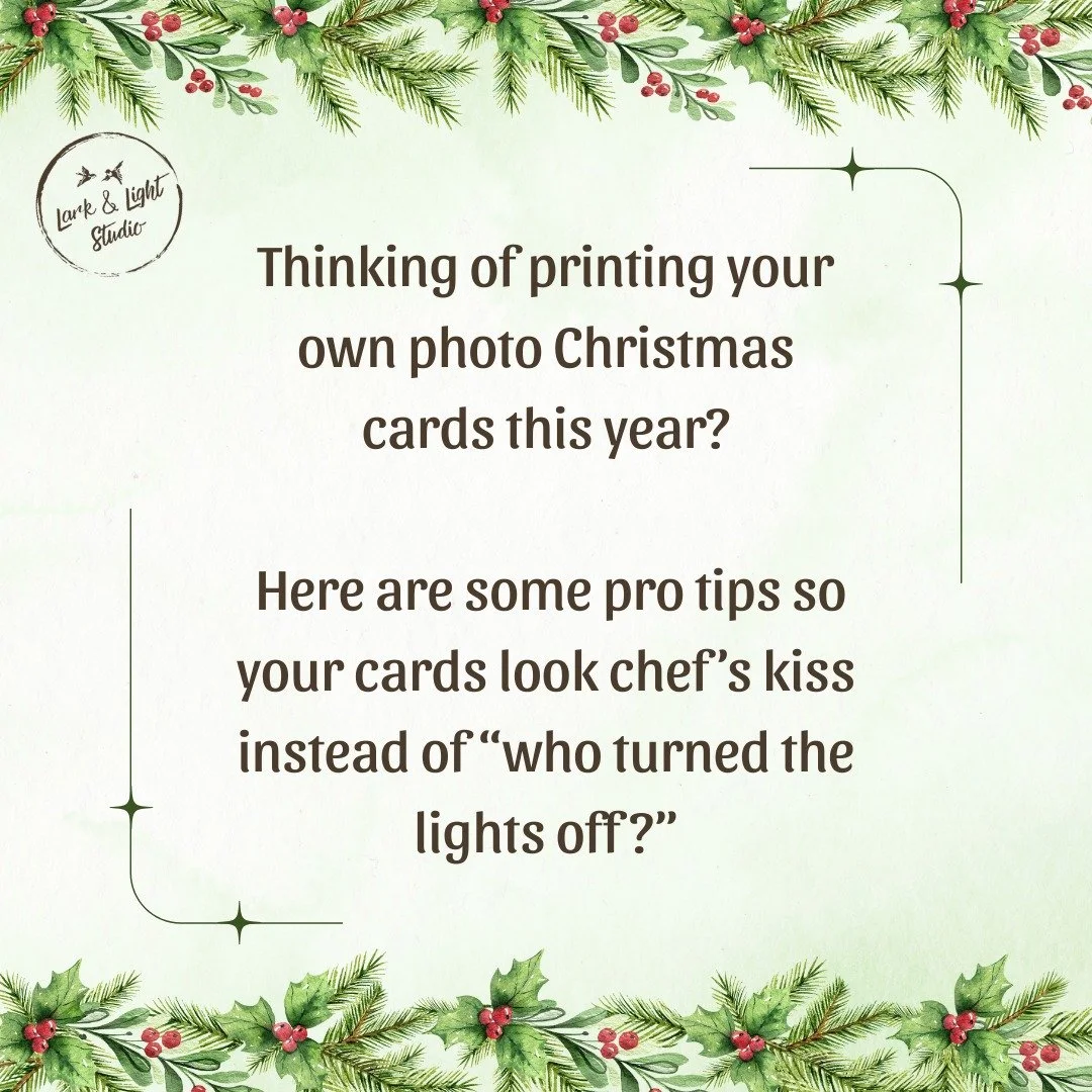 Greetings from Heather, your friendly neighborhood photographer!

Printing your own holiday cards this year? Here are a few handy tips to keep them looking crisp, bright, and downright spiffy......

#lincolntonphotographer #lakenormanphotographer #mo