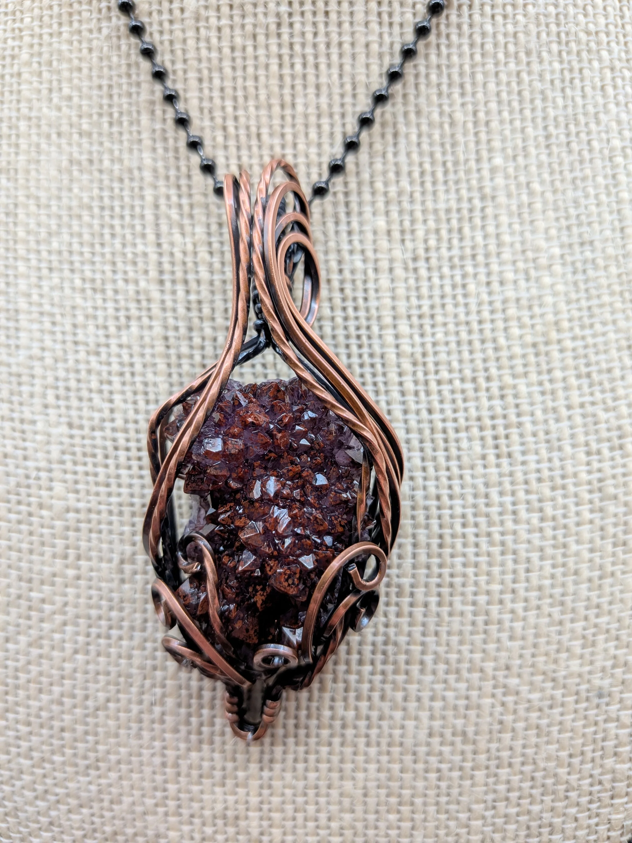 Stunning Purple Breezy Lake Mine Thunder Bay Amethyst Solid Copper Wire Wrap Pendant Necklace Jewellery Boho