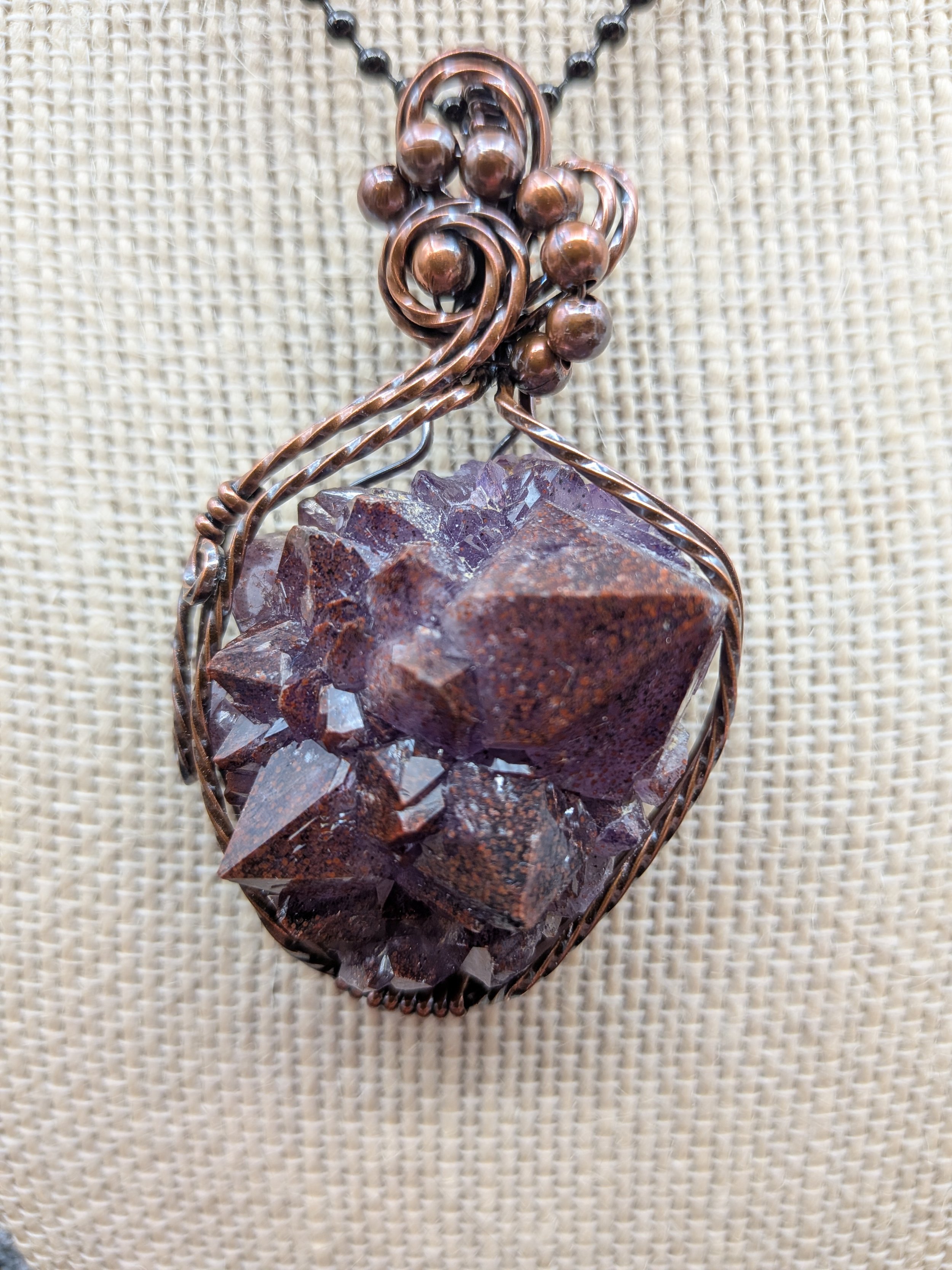 Stunning Blue Points Amethyst Mine Thunder Bay Amethyst Solid Copper Wire Wrap Pendant Necklace Jewellery Boho