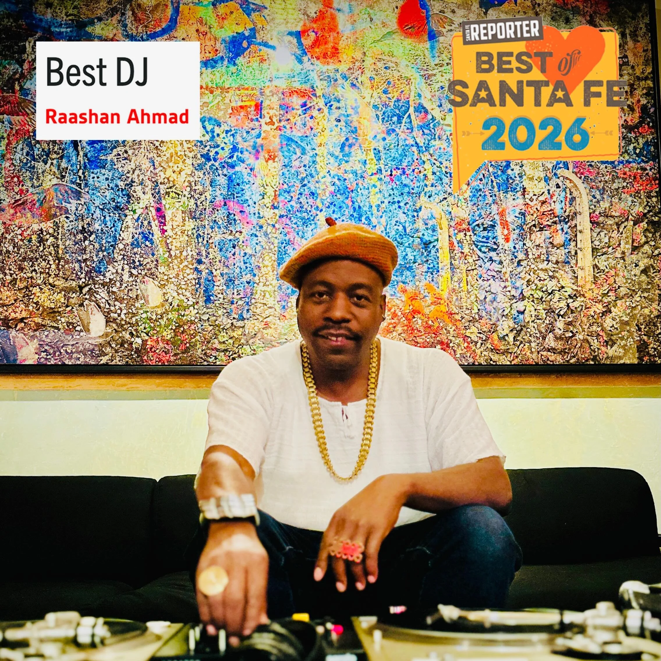 Best DJ?!!! Yes! Thank you Santa Fe! So appreciative of the support and good energy. My dad was a DJ and a lot of my taste and records came from him so it really is a ingrained part of me and a way to touch legends and ancestors and good juju. Big lo