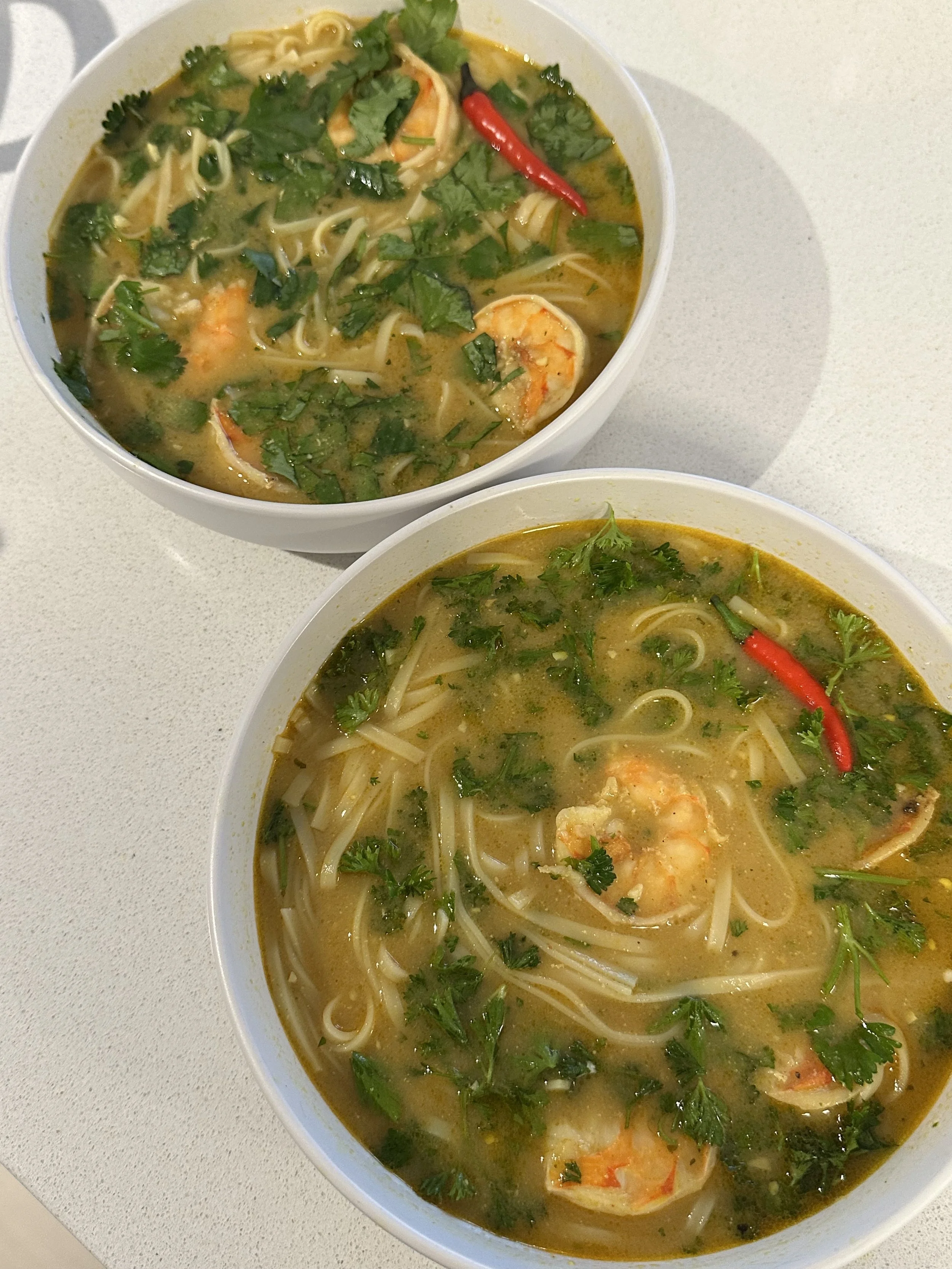 Soupe repas miso-crevettes