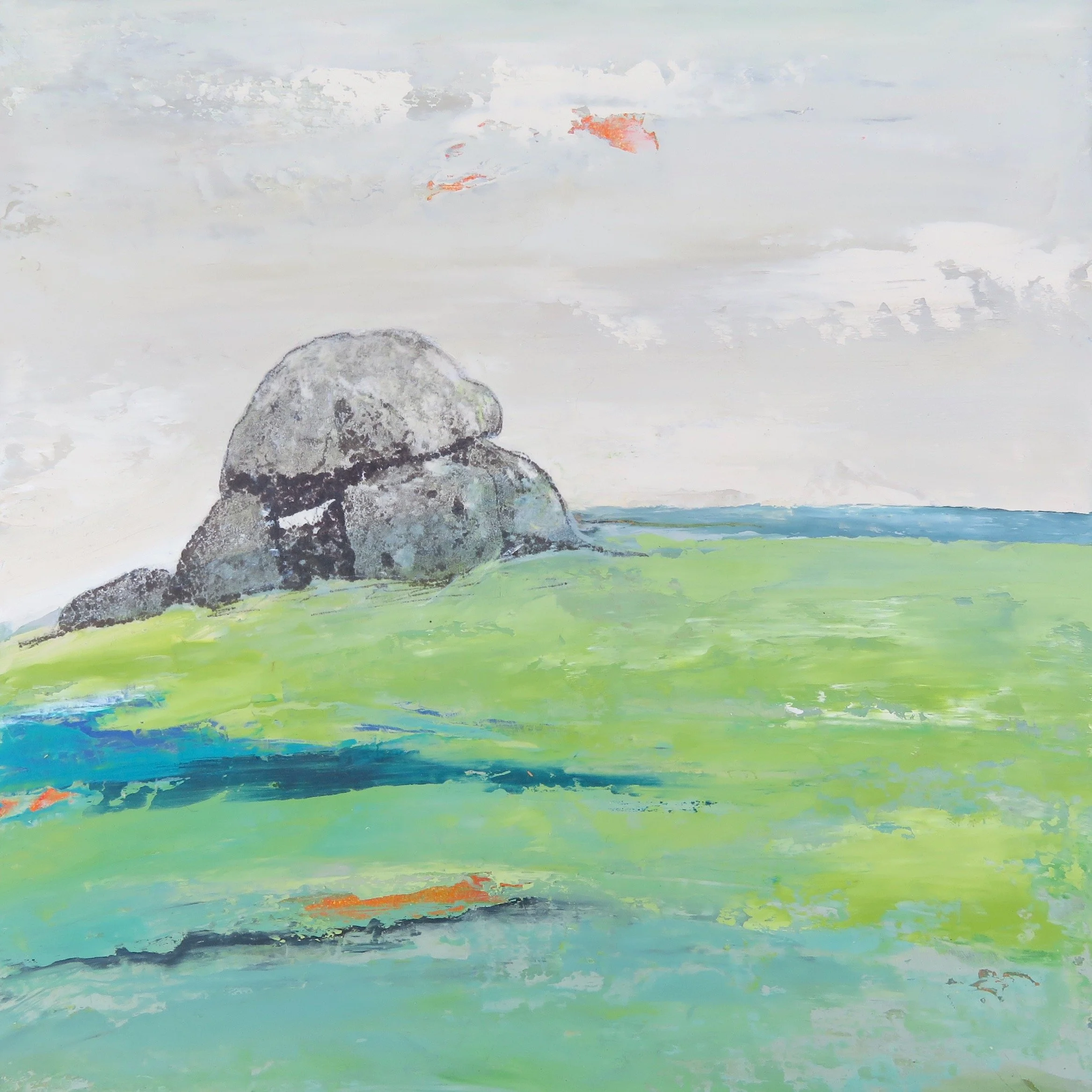 'From the Cailleach's Apron II' -
Oil, beeswax and mixed media on wood panel 