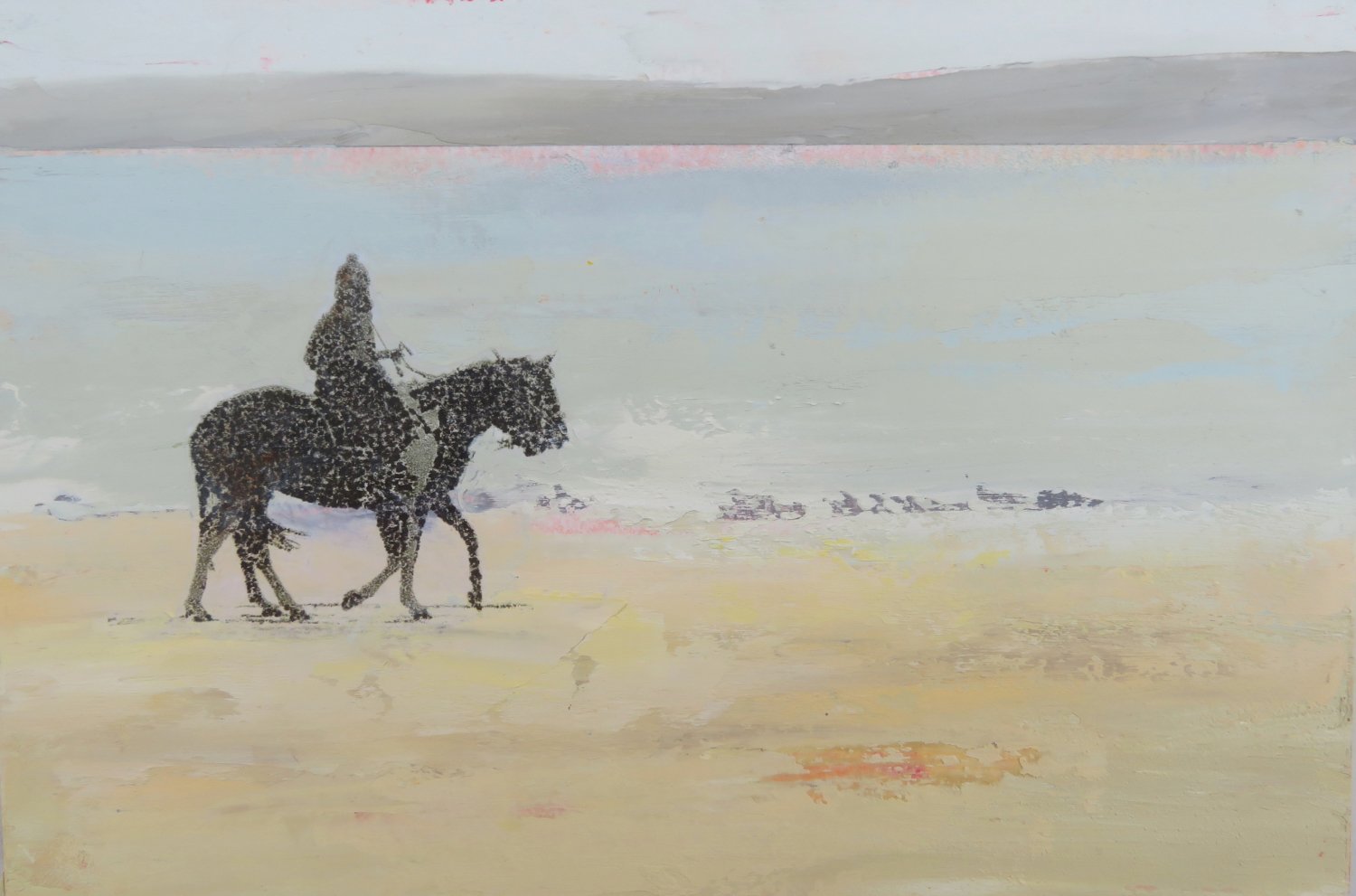 'Postcards from Summer, Coney IV' - Oil, beeswax and mixed media, oil paper on wood panel