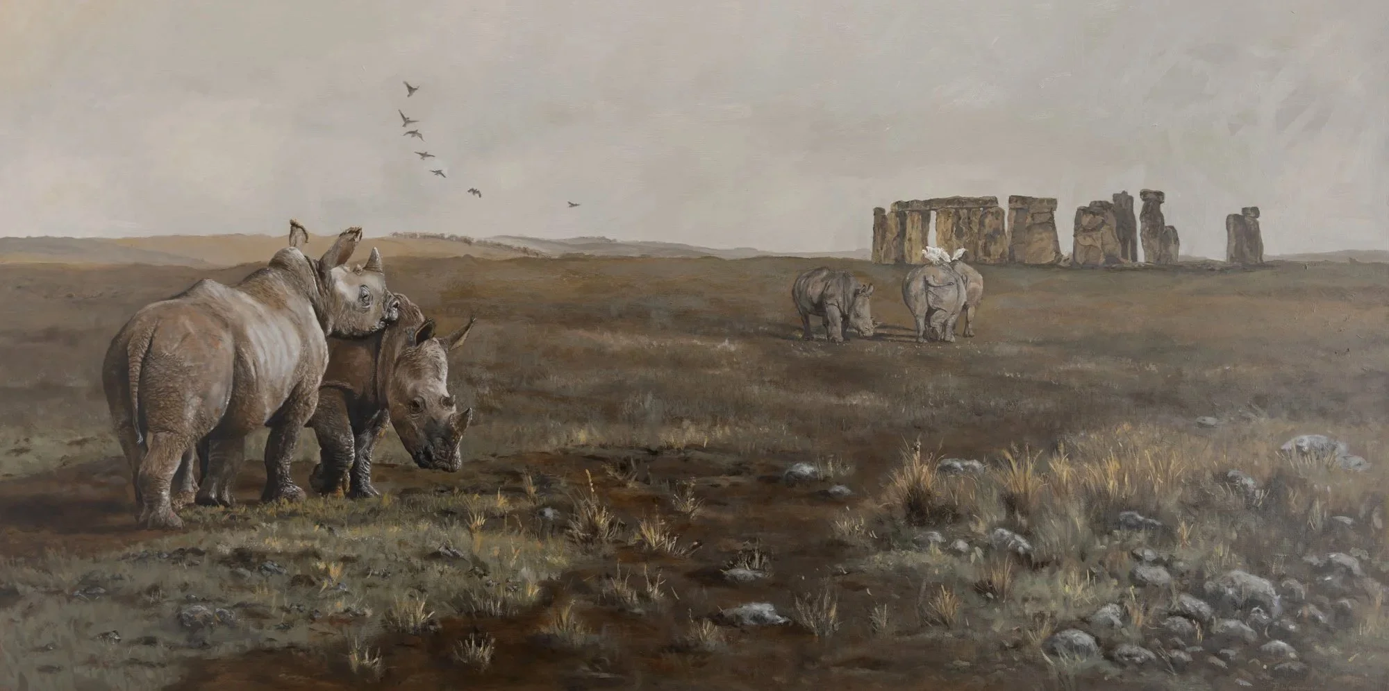 Arrival - Oil on Board 40" x 20"
