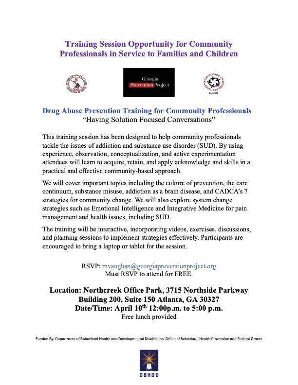 Drug Abuse Prevention Training for Community Professionals - April 2025 ...