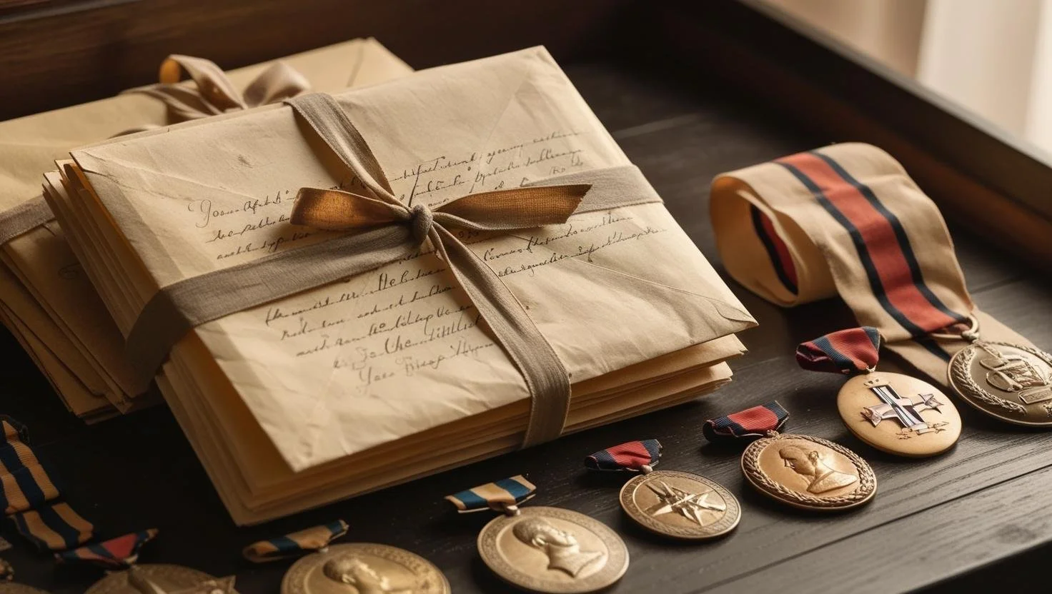 Old letters and war medals .JPG