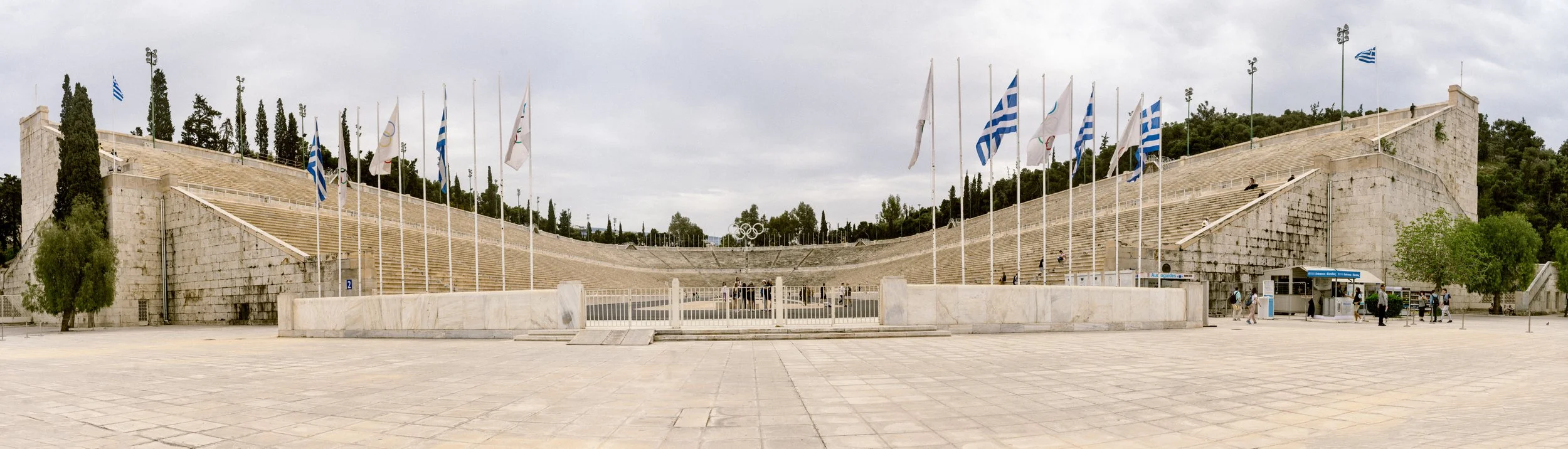 Panoramic view of the Panathenaic Stadium Athens Greece rebuilt in marble for the first modern Olympics in 1896