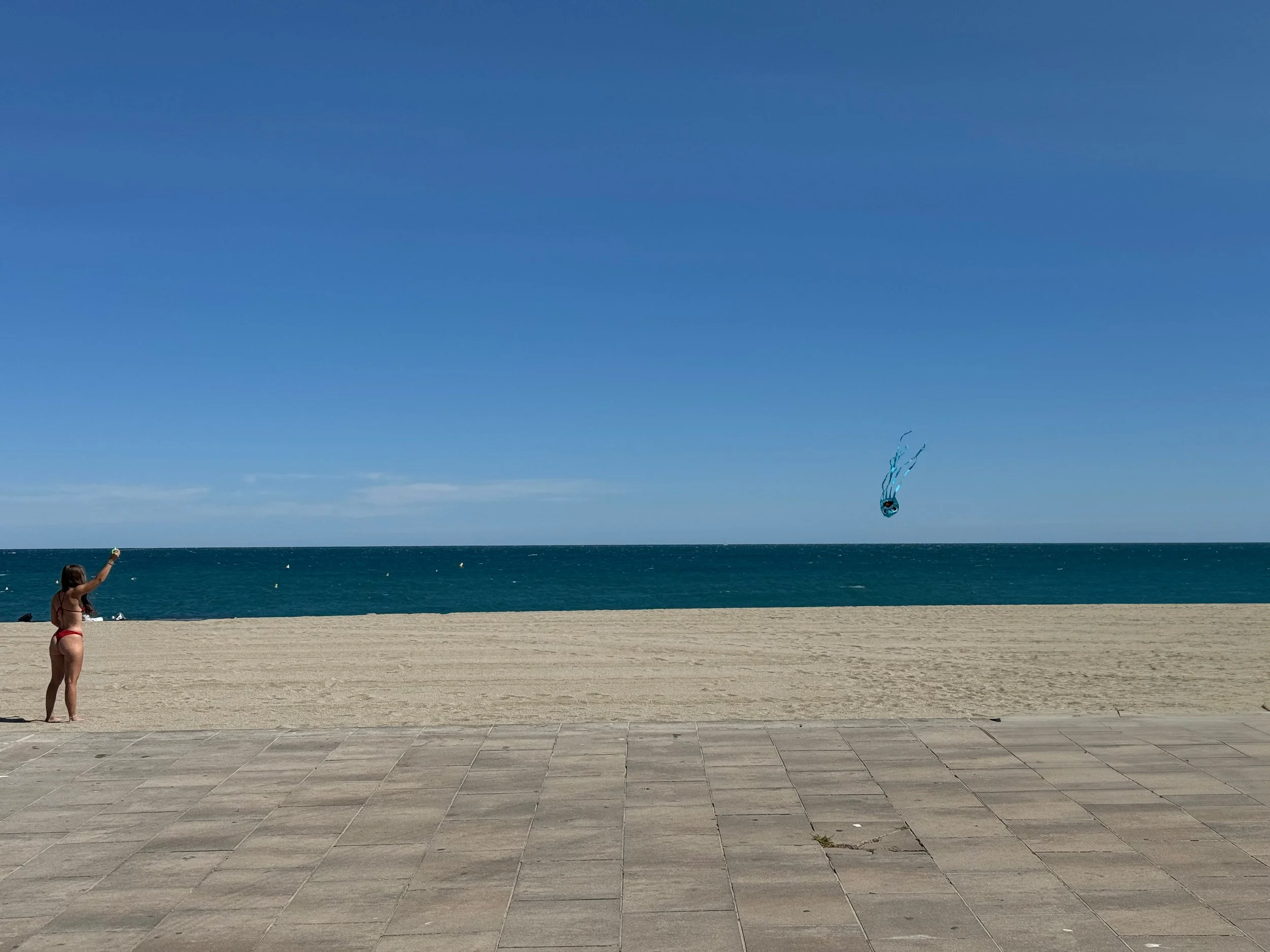 Argelès-sur-Mer beach kite flyer– pastel tones and clean sand