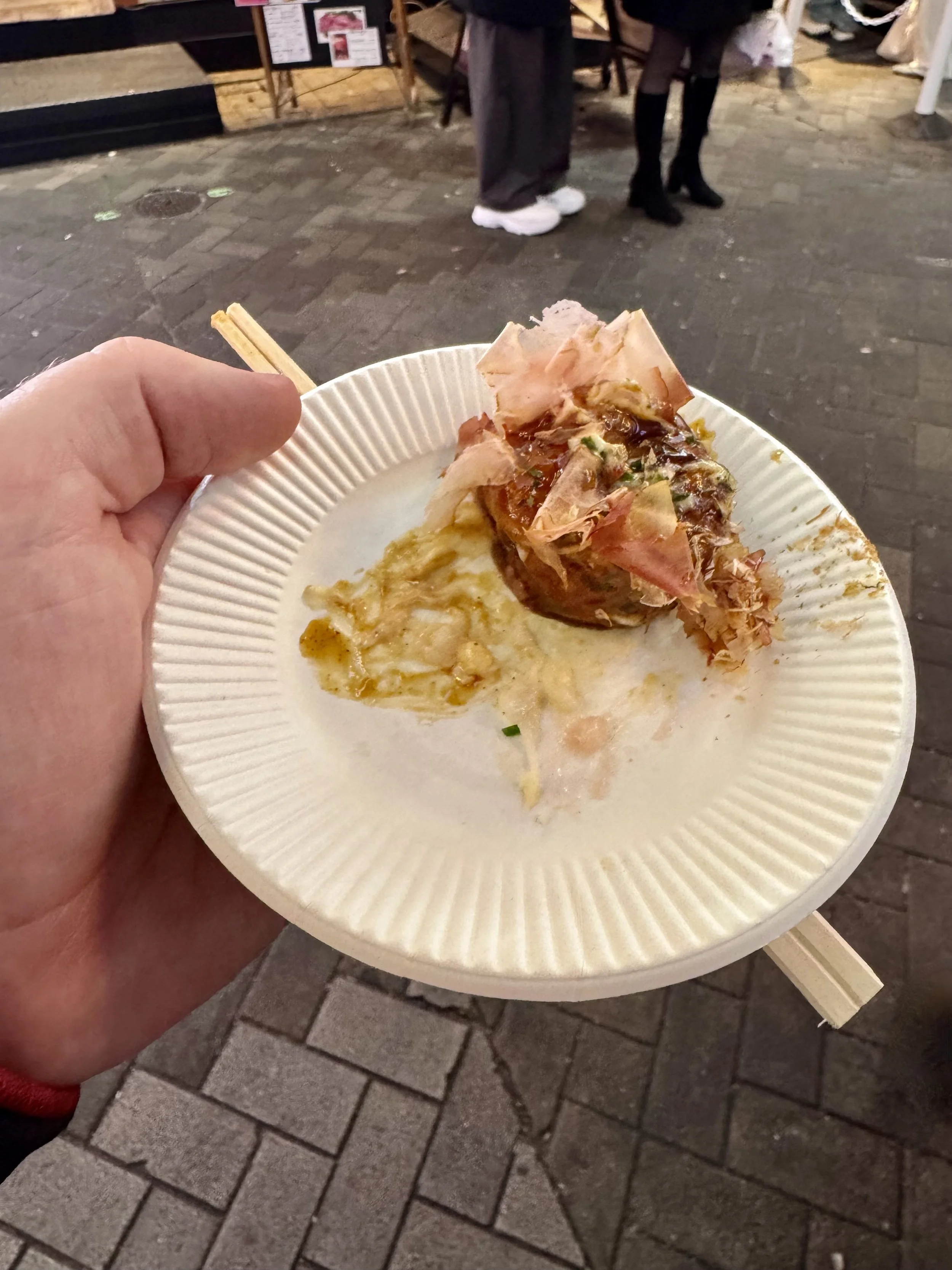 Fresh takoyaki street food in Osaka, Japan