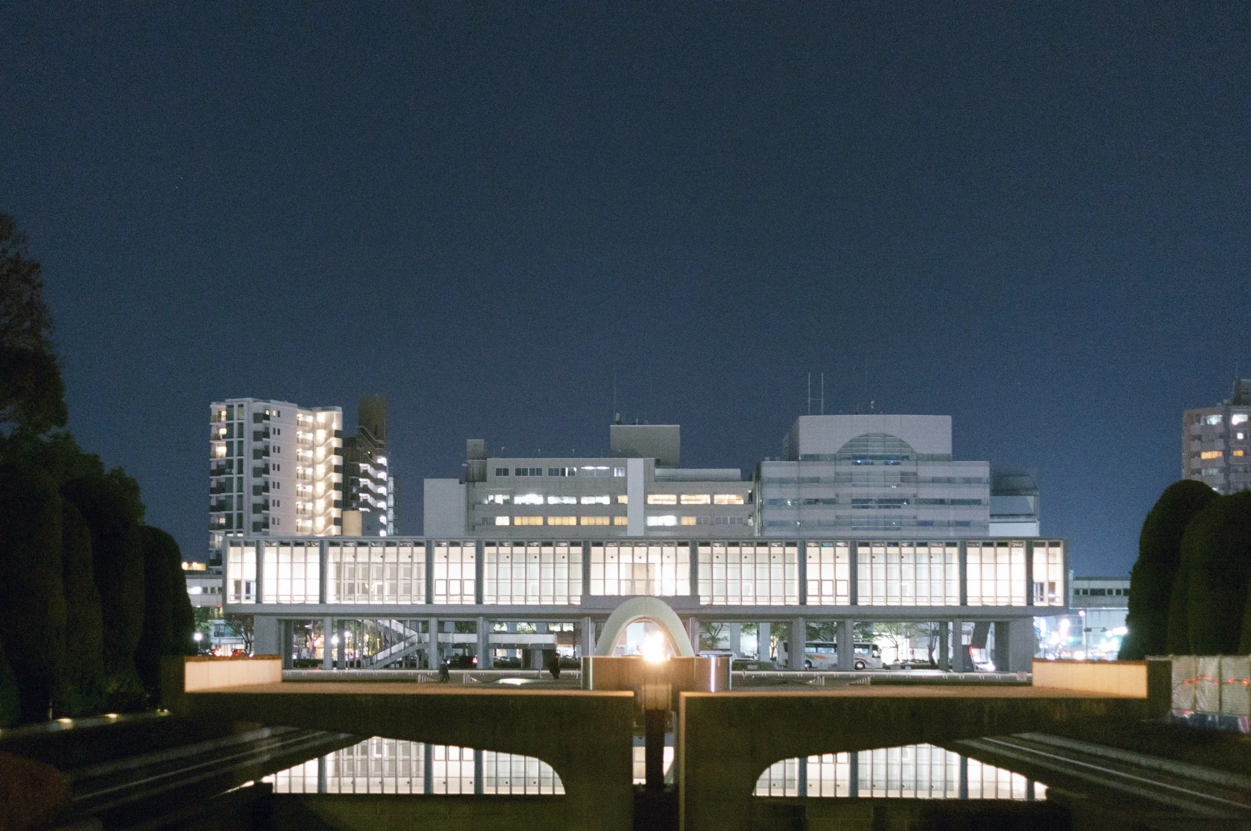 Peace Memorial Museum during nighttime
