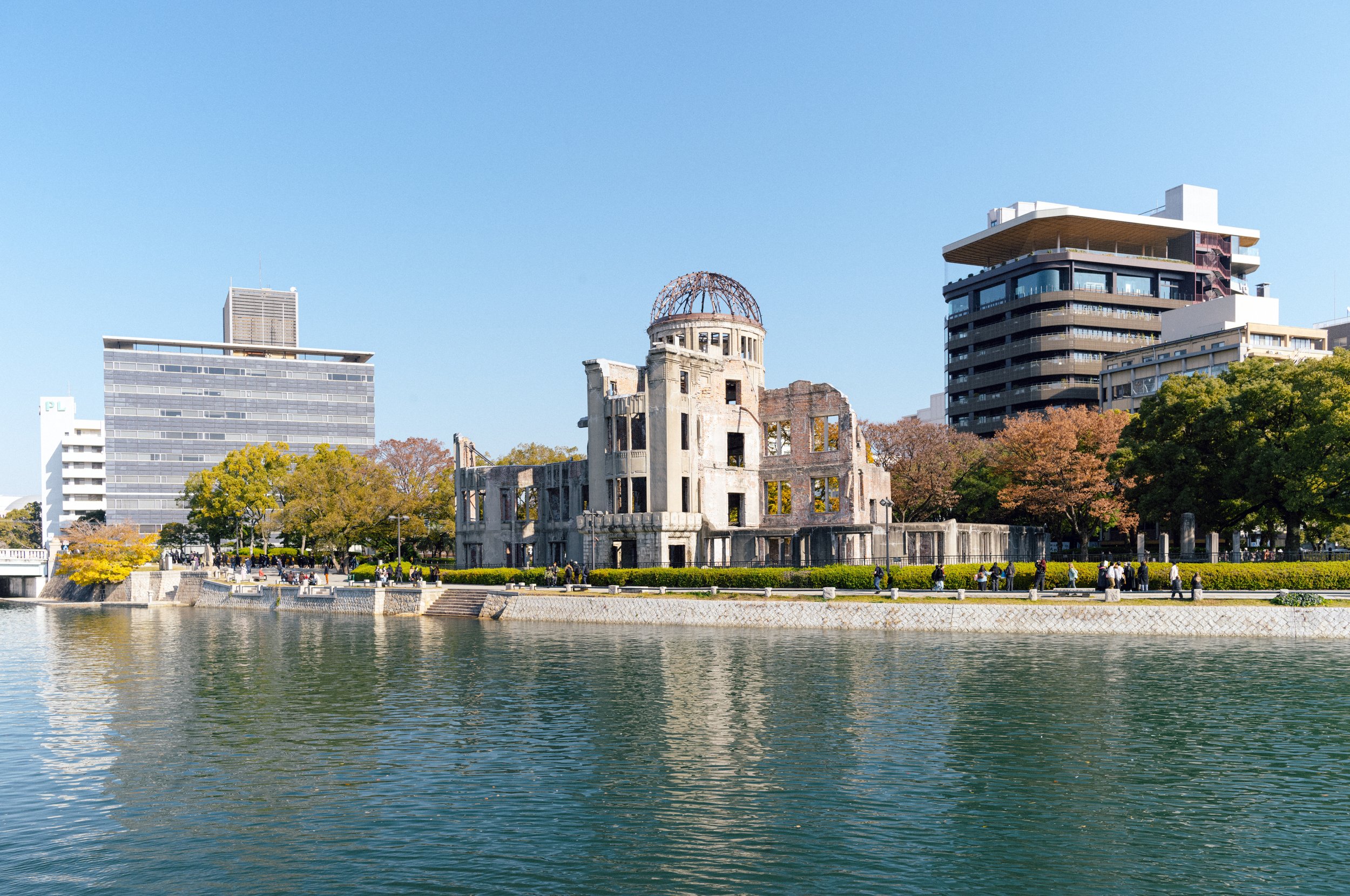 View of Atomic Bomb Dome reflected in Motoyasu River