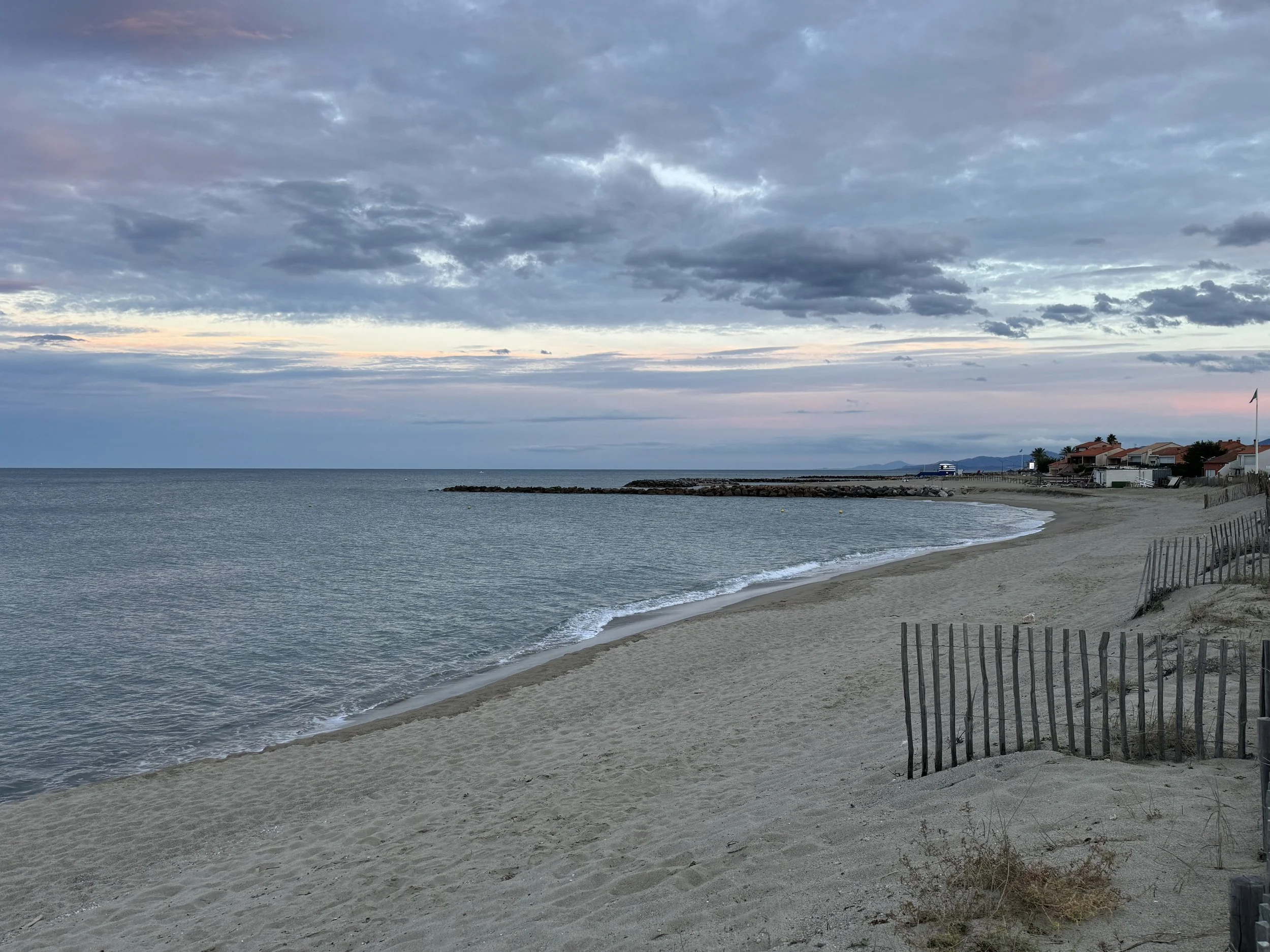 Sainte-Marie-La-Mer beach at sunset – peaceful South of France coastal town
