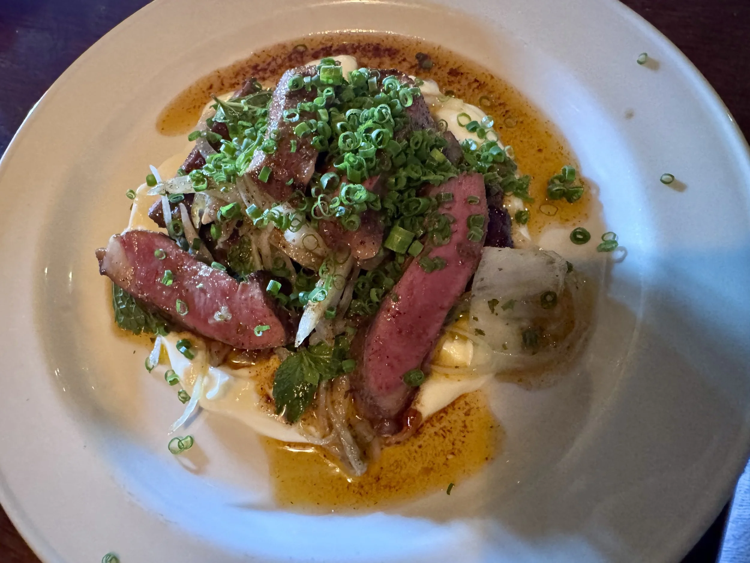 Devilled lamb hearts with yoghurt and mint at the Pheasant, St Newlyn East