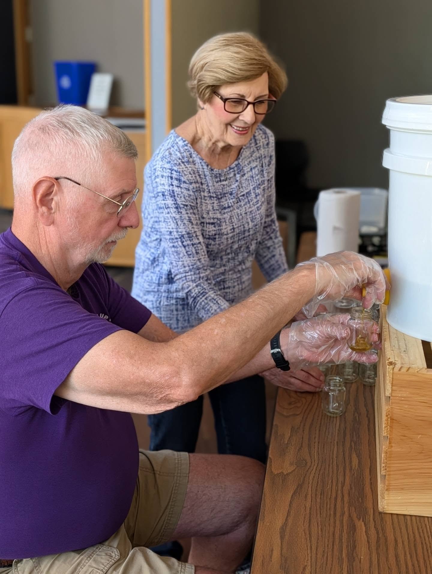 We were buzzy this afternoon bottling honey from our Glory Bees! We will have bottles for sale at our annual Rocktember event as September is National Honey Month! There is a very limited amount since our bear friend ate half our Spring crop 🤣🐻🍯 T