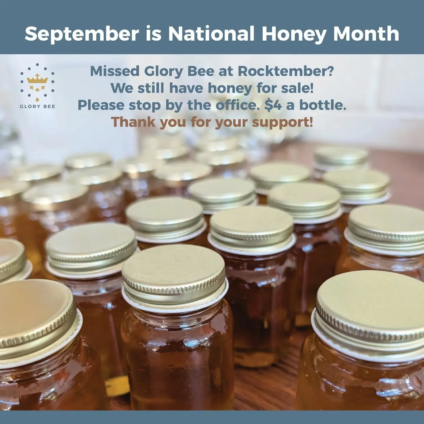 September is National Honey Month! We still have honey for sale. Support our ministry and grab one of the few remaining bottles left. Support our honey bees as we start to wrap up the season. Stop by the @ourladyauroraoh office. $4 a bottle for a 3oz