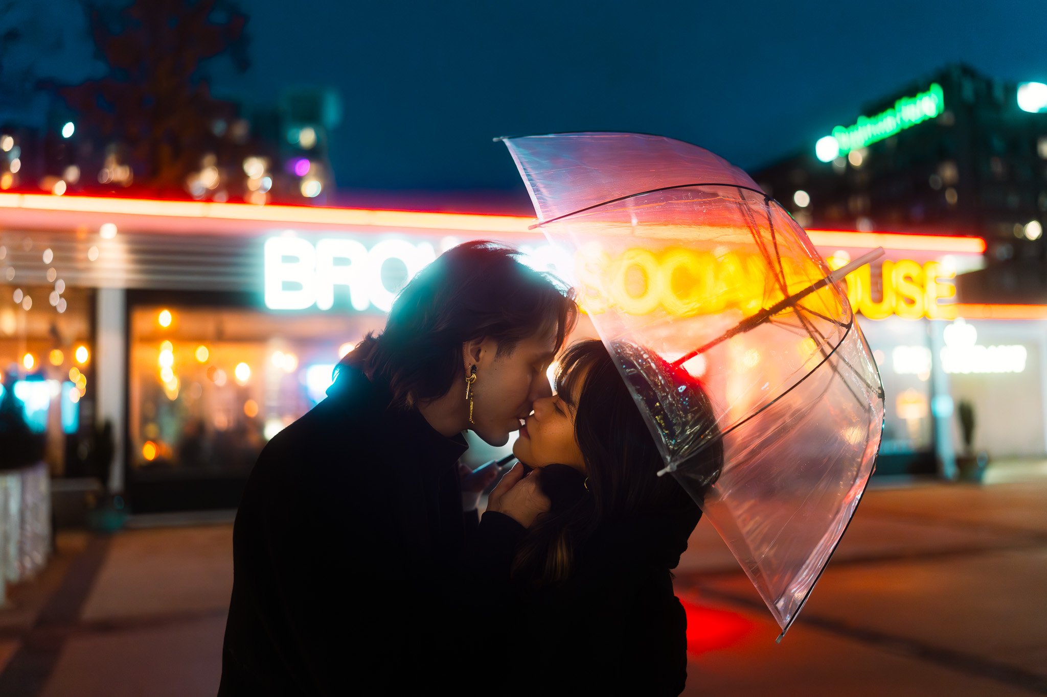 Night couple photoshoot by arkay studio at Downtown Vancouver.