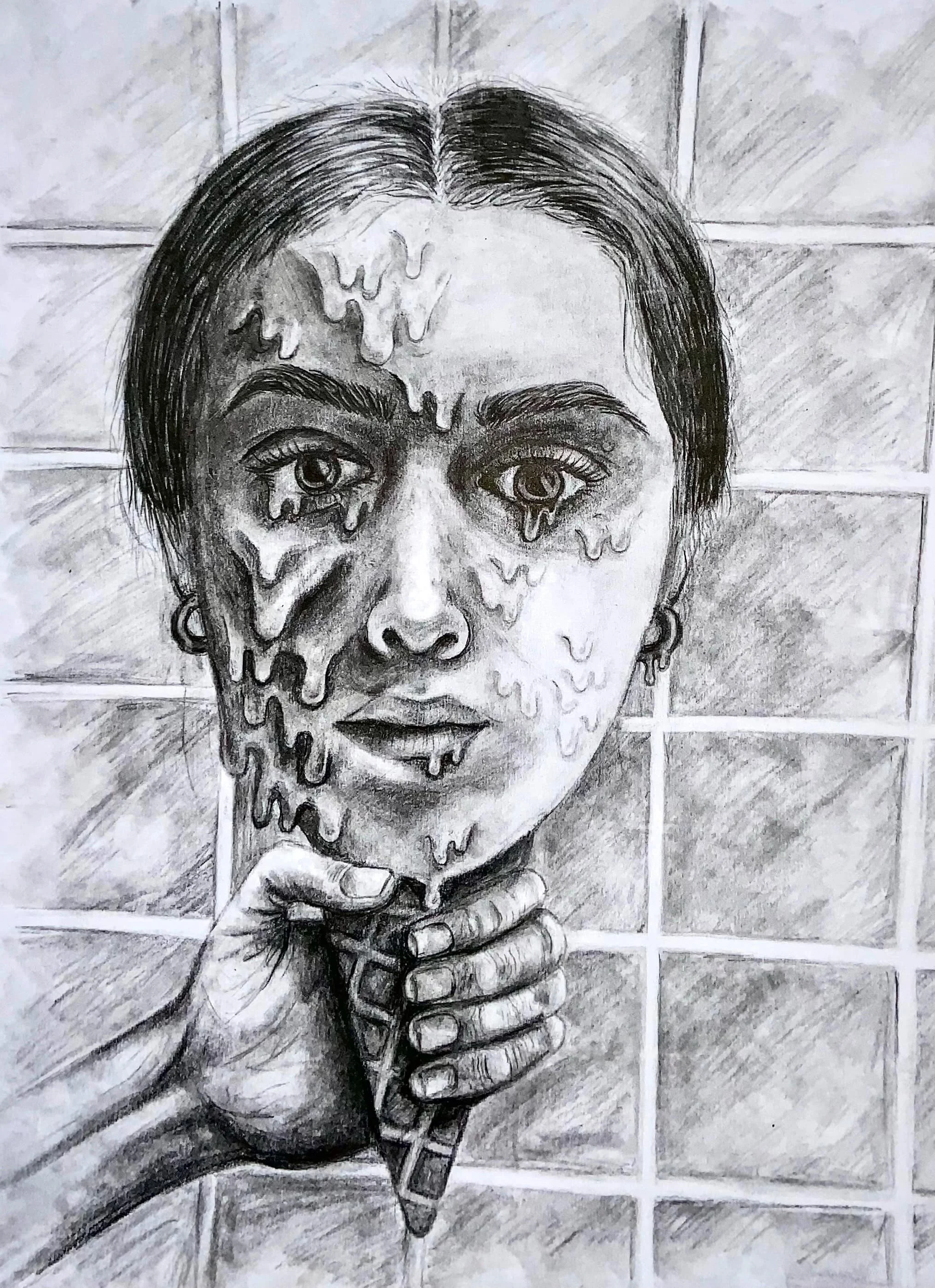 Melting ~ Charcoal on cardstock