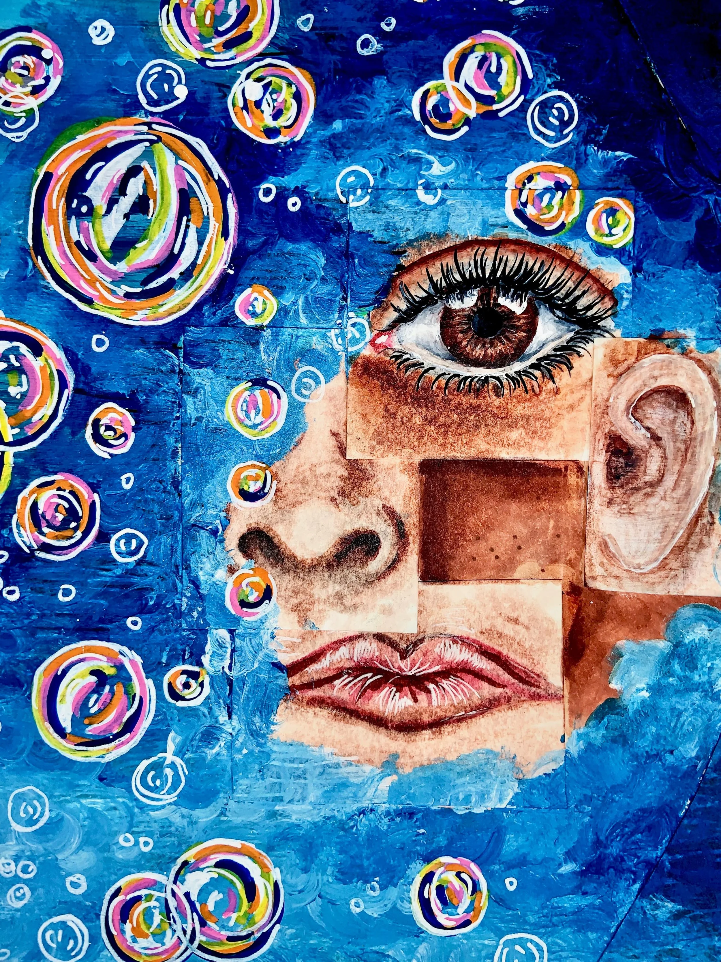 Drowning ~ Acrylic & marker on cardstock