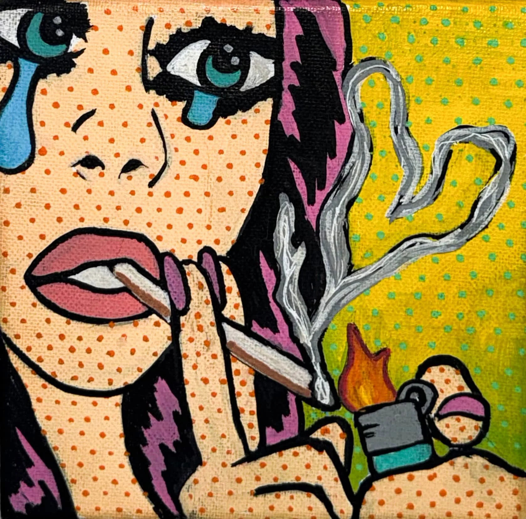 Smoke & Tears ~ Acrylic & marker on canvas 