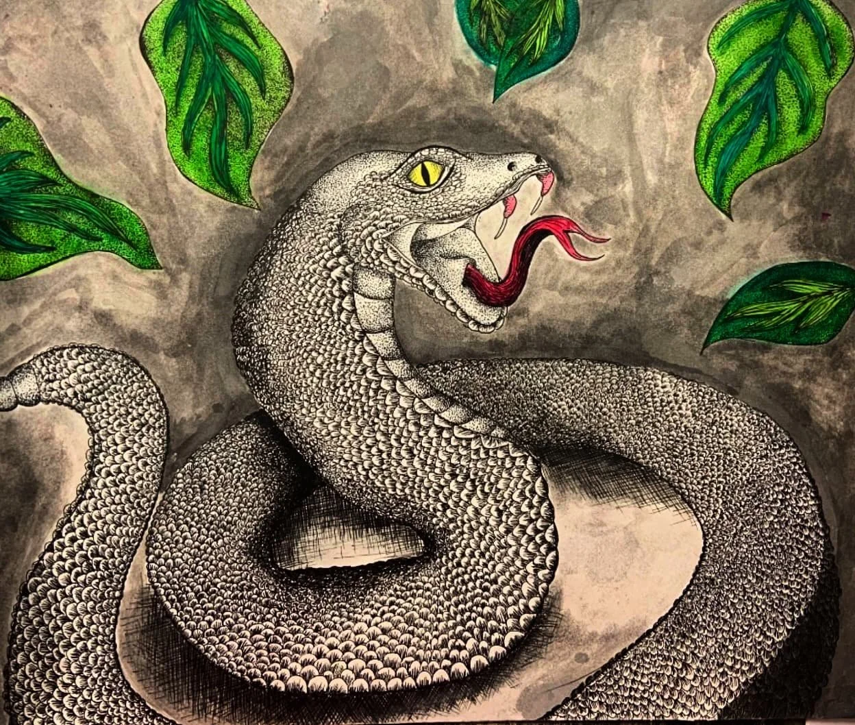 Hisssssssssss ~ Pen & marker on cardstock