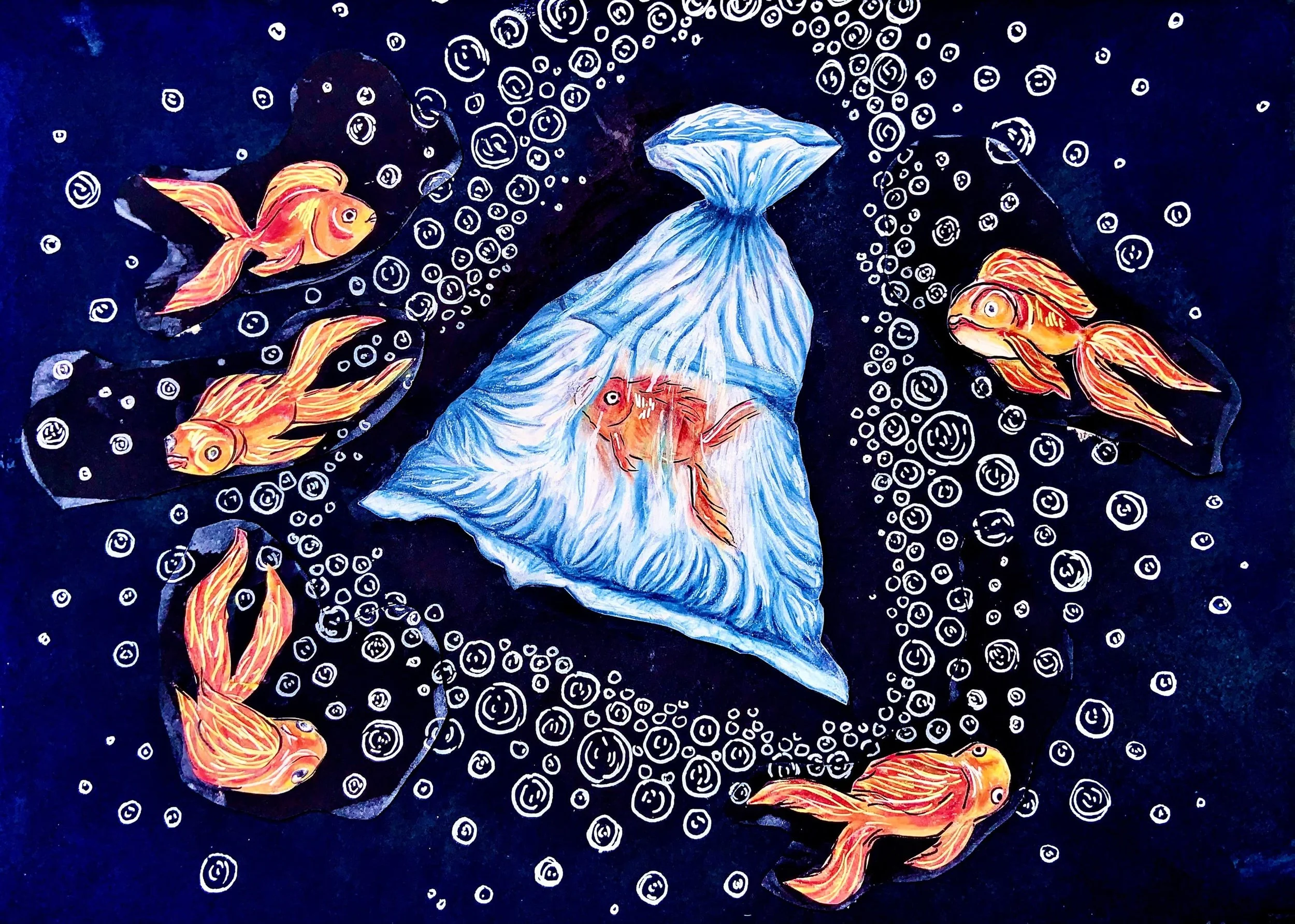 Out of the Bag ~ Colored pencil on cardstock