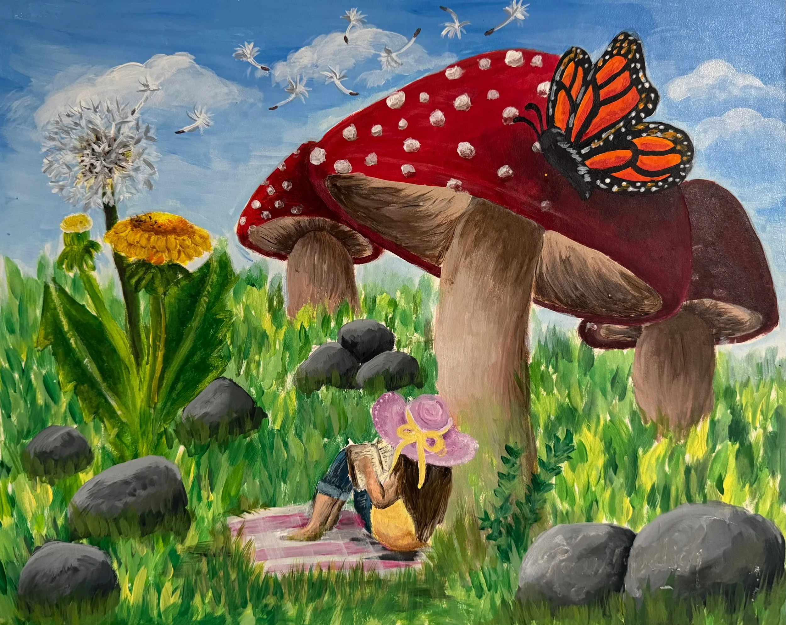 The Little Reader ~ Acrylic on cardstock