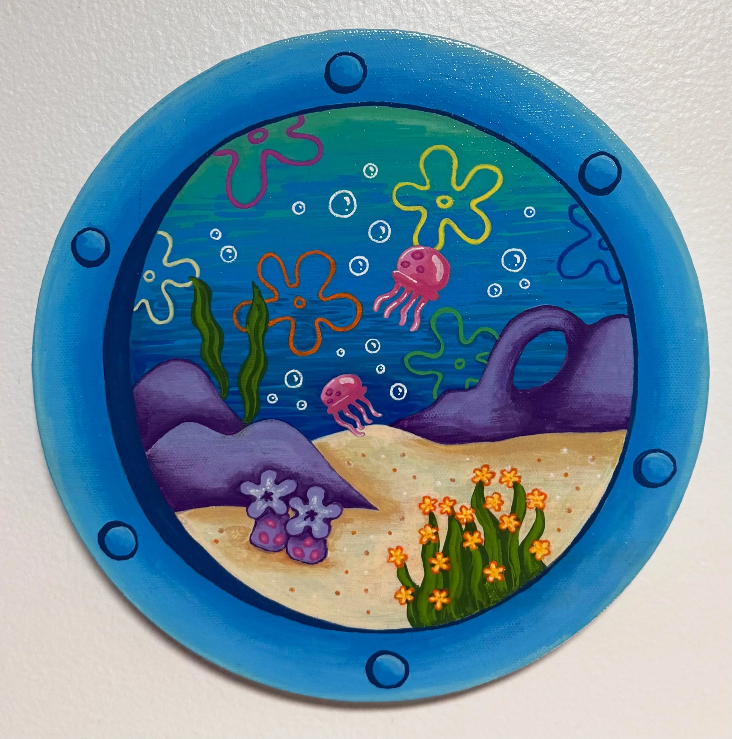 Spongebob's View ~ Acrylic & marker on canvas