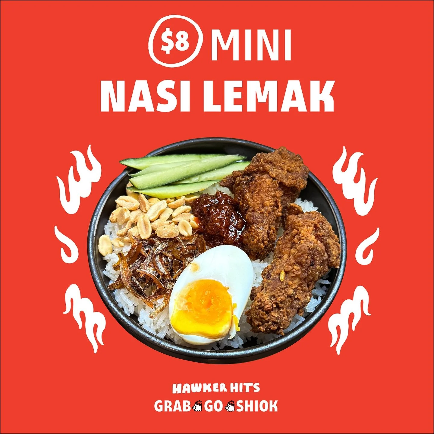 🚨 HAWKER HITS DROP 🚨

Our $8 Mini Nasi Lemak is ready to GRAB 🐔 GO 🐔 SHIOK 🐔

Coconut rice, crispy chicken wing, egg, sambal, anchovies, peanuts, cucumber. All killer no filler.

Only at Lim Peh&rsquo;s. Every day from 10AM.

#canberrafood #sing