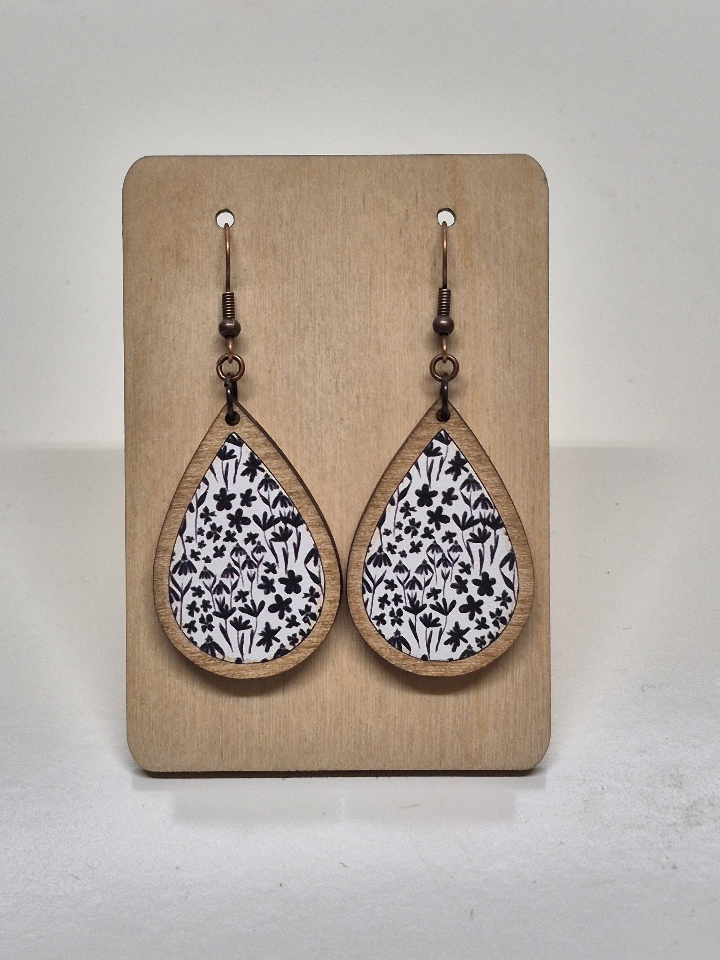 Black Floral Teardrop Earrings