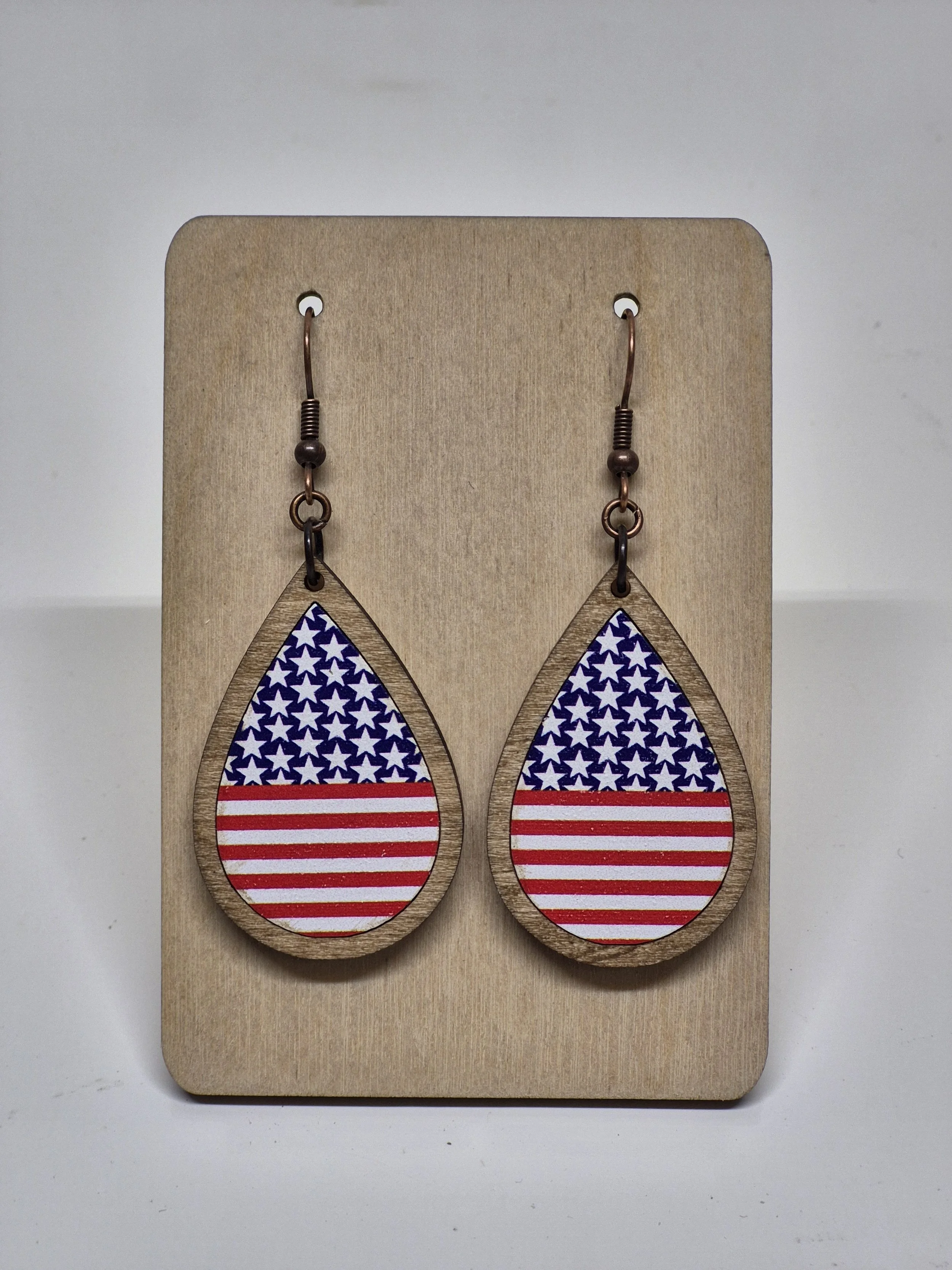 Stars and Stripes Inlay Teardrop Earrings