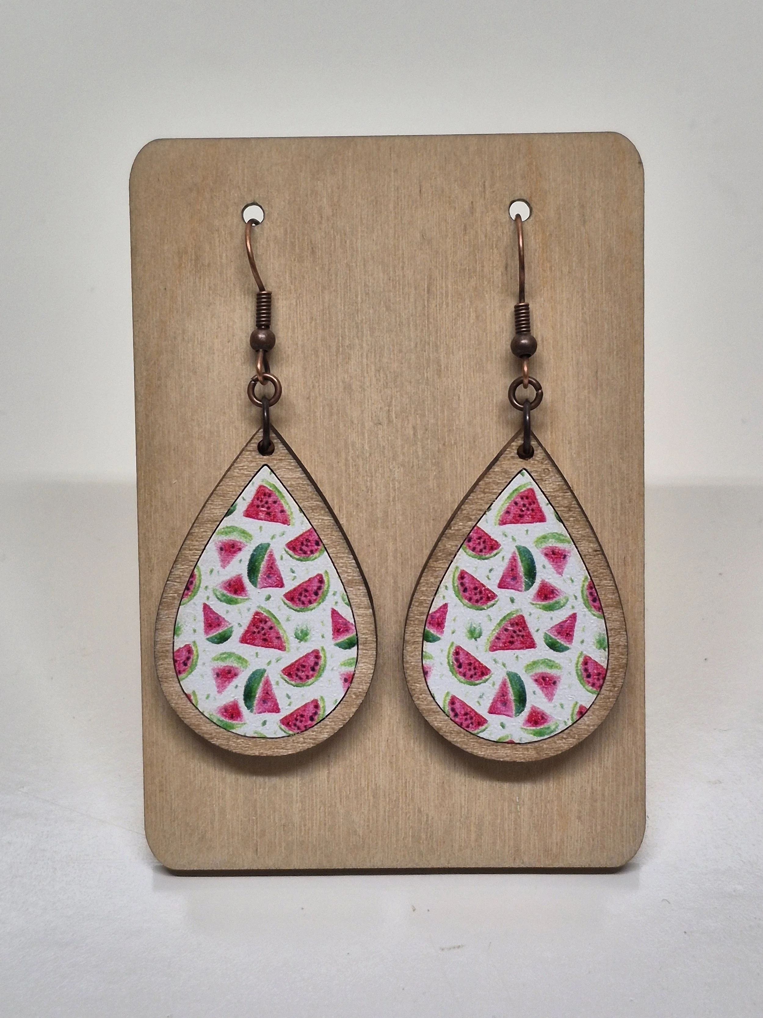 Watermelon Printed Teardrop Earrings