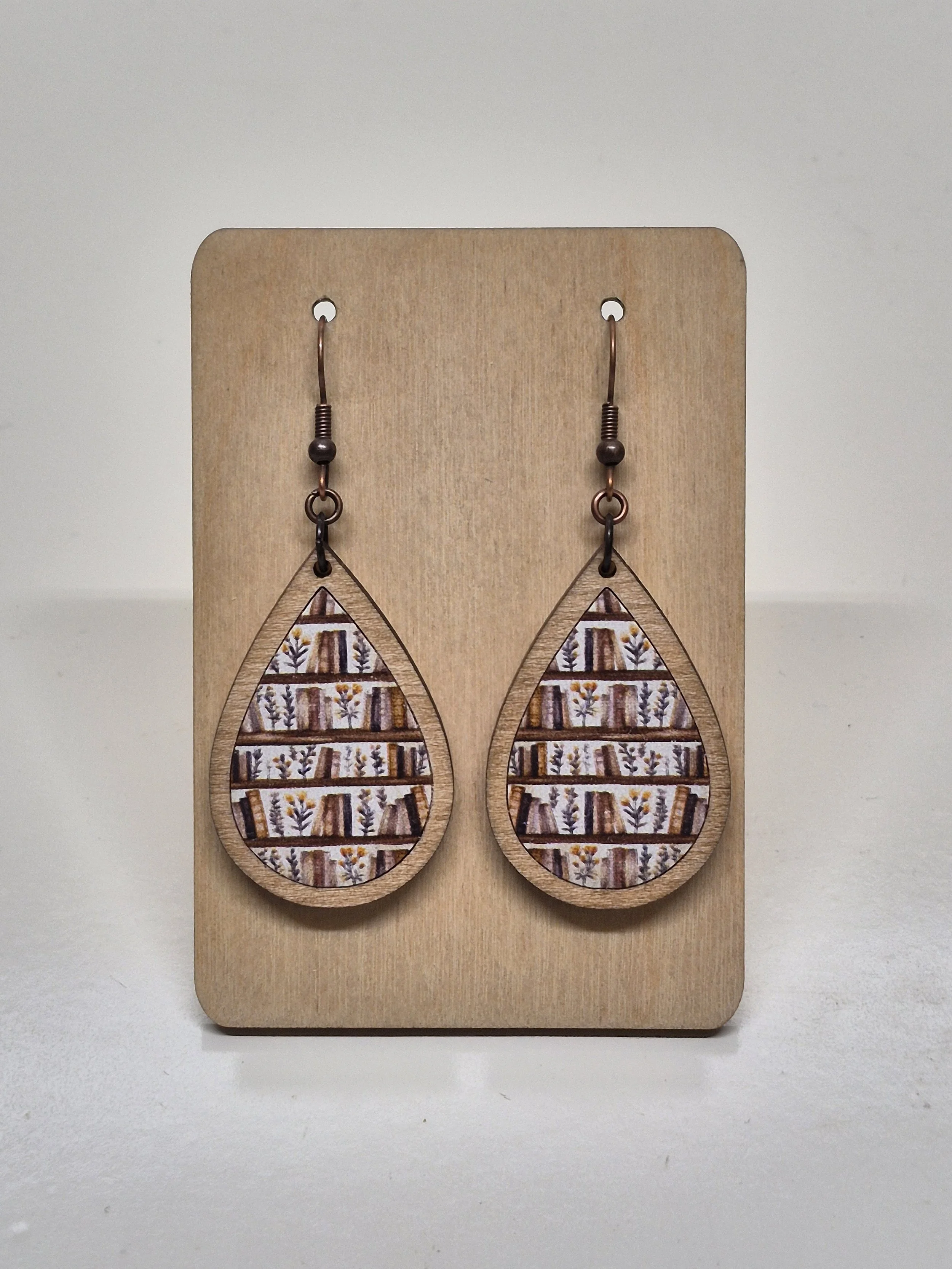 Bookshelf Teardrop Dangle Earrings