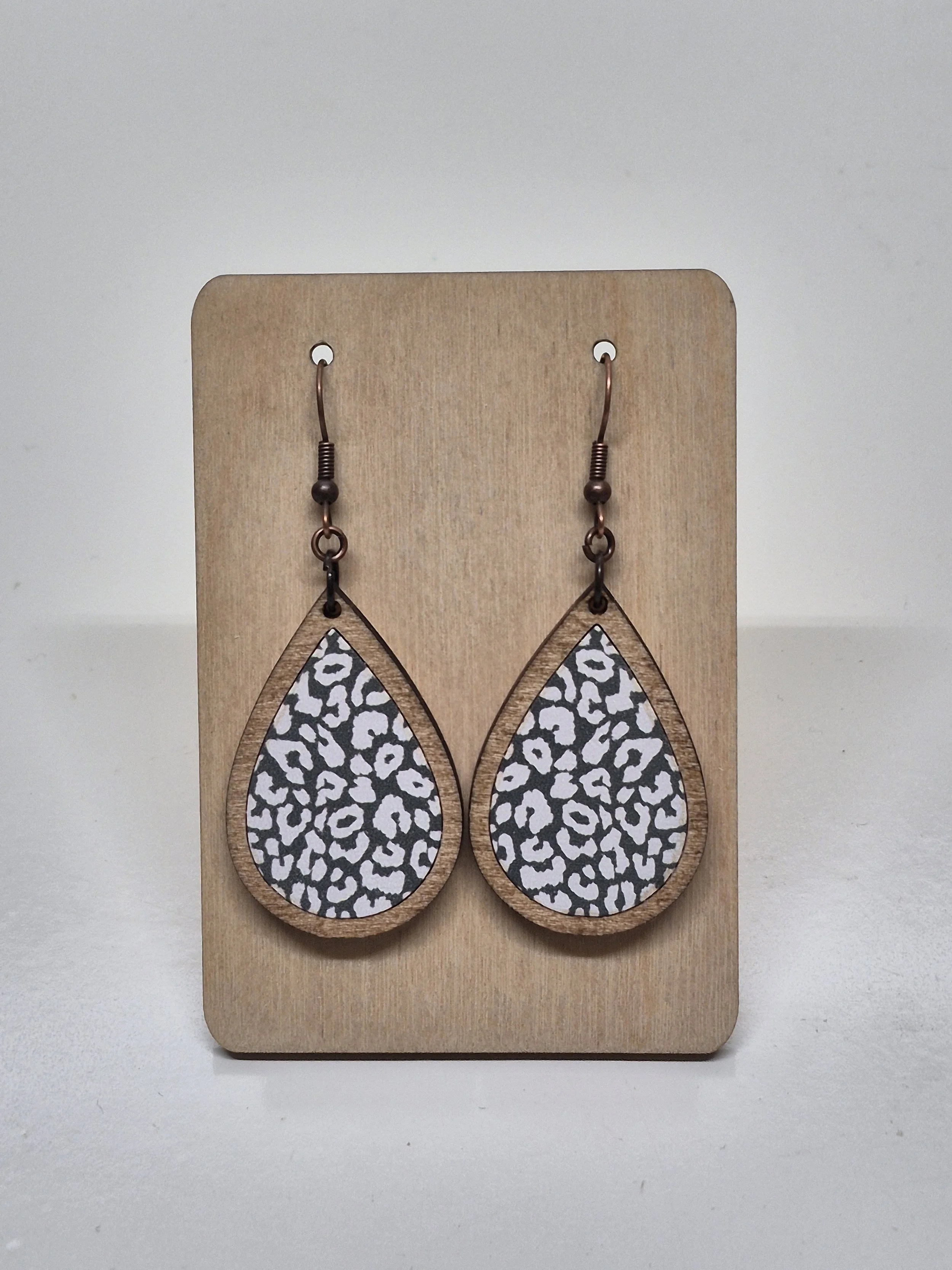 Cheetah with Green background Teardrop Dangles