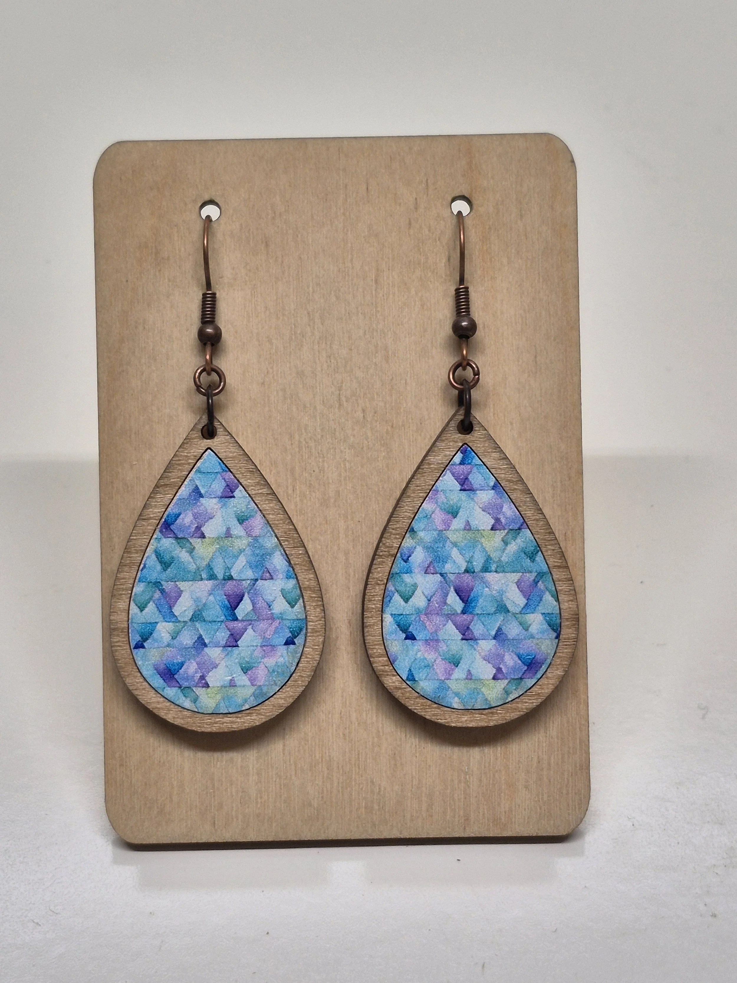 Colorful Stain Glass Pattern Teadrop Dangle Earrings