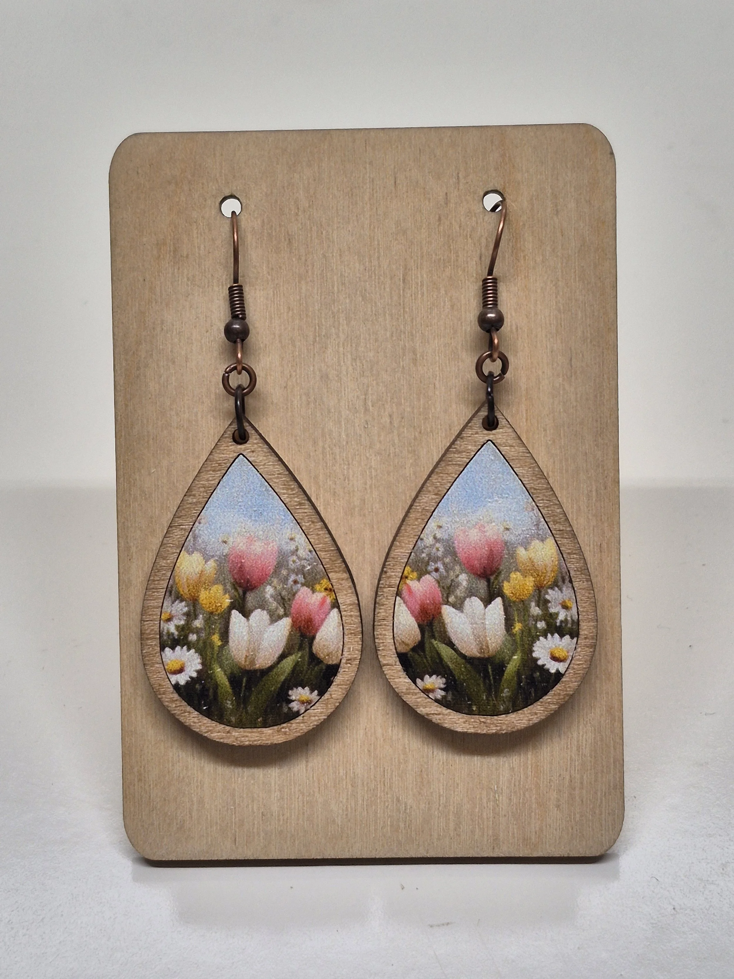 Tulips Printed Teardrop Earrings