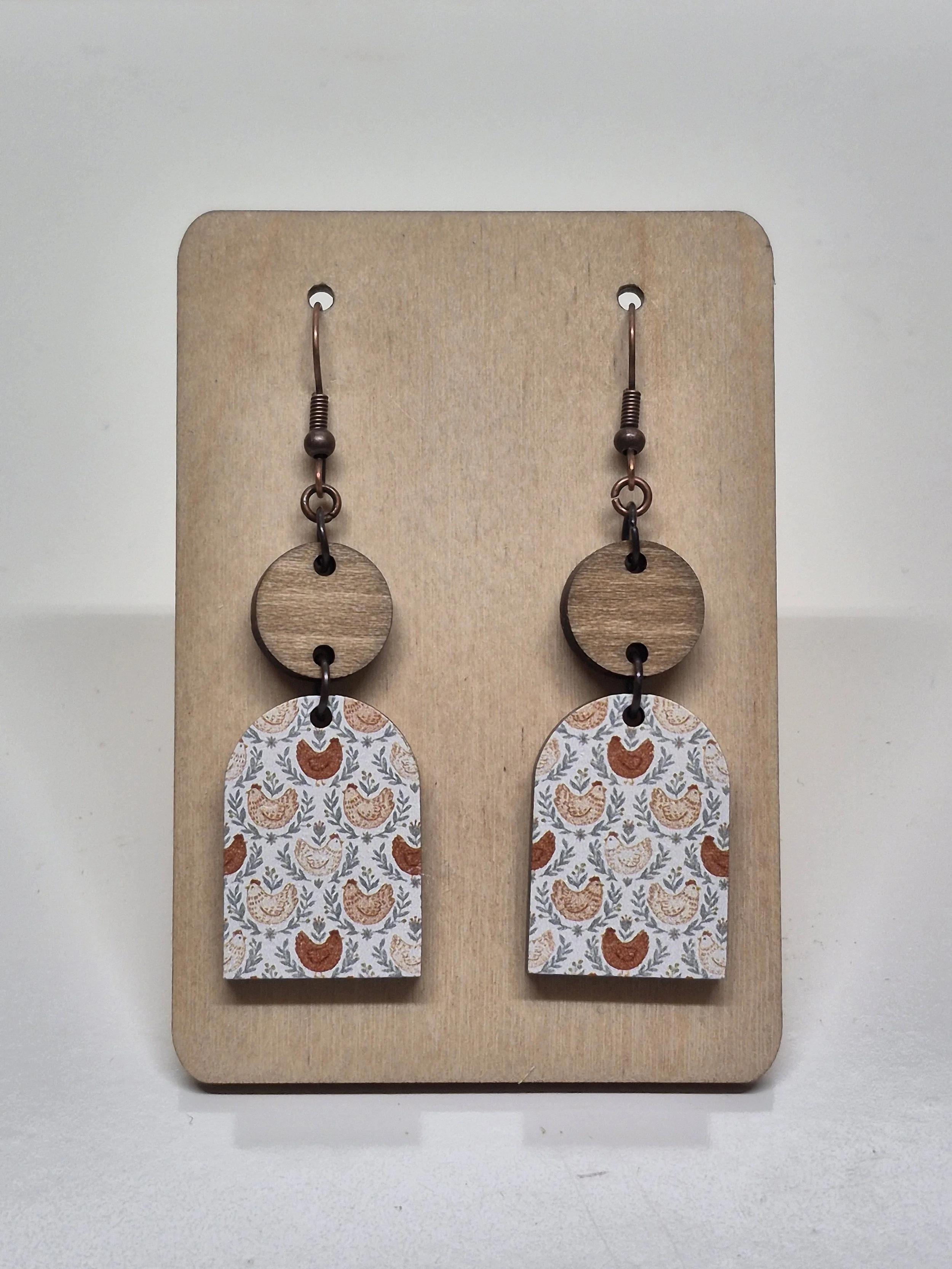 Chicken Printed Arched Dangle Earrings