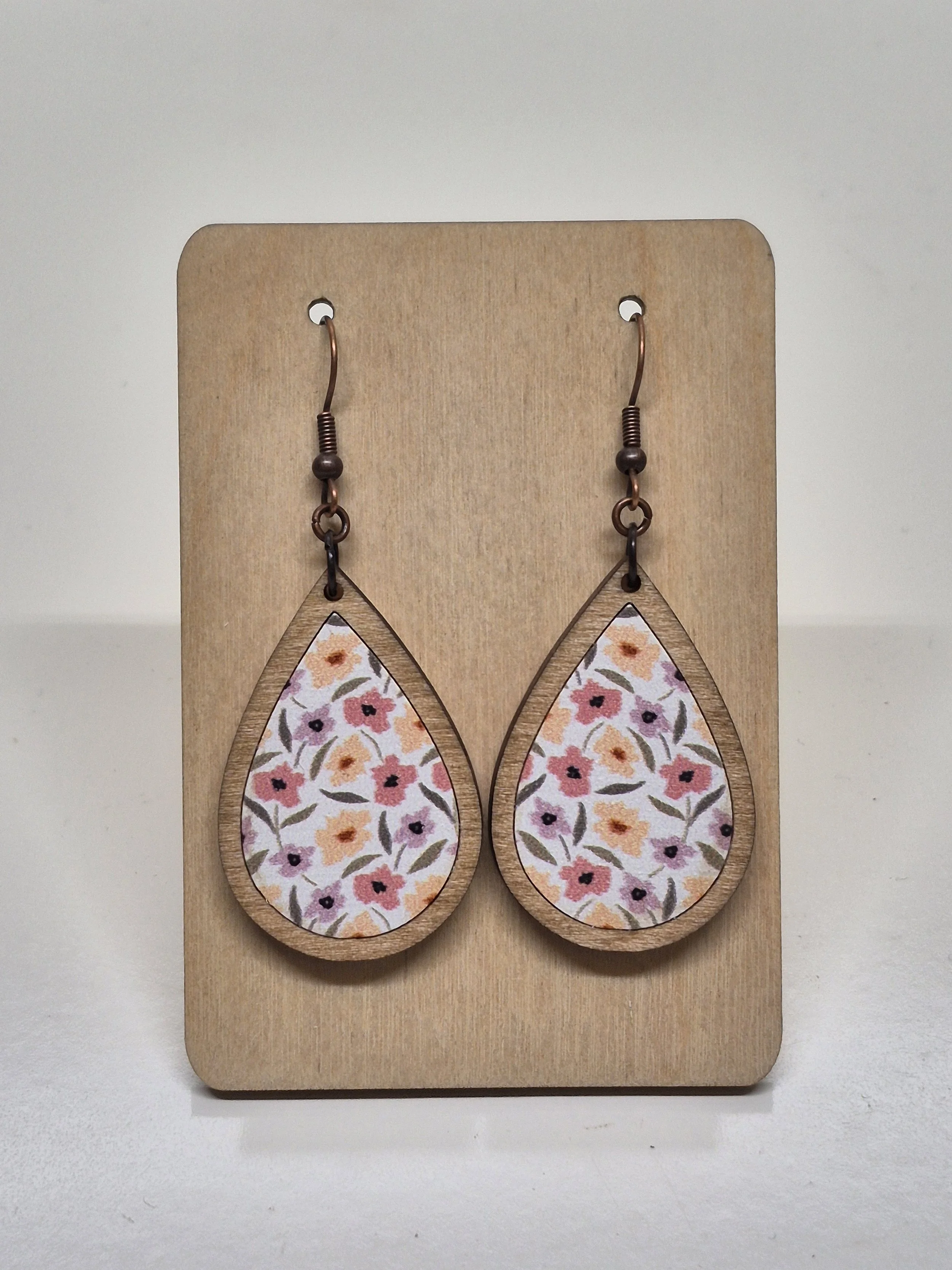 Spring Floral Design Teardrop Earrings