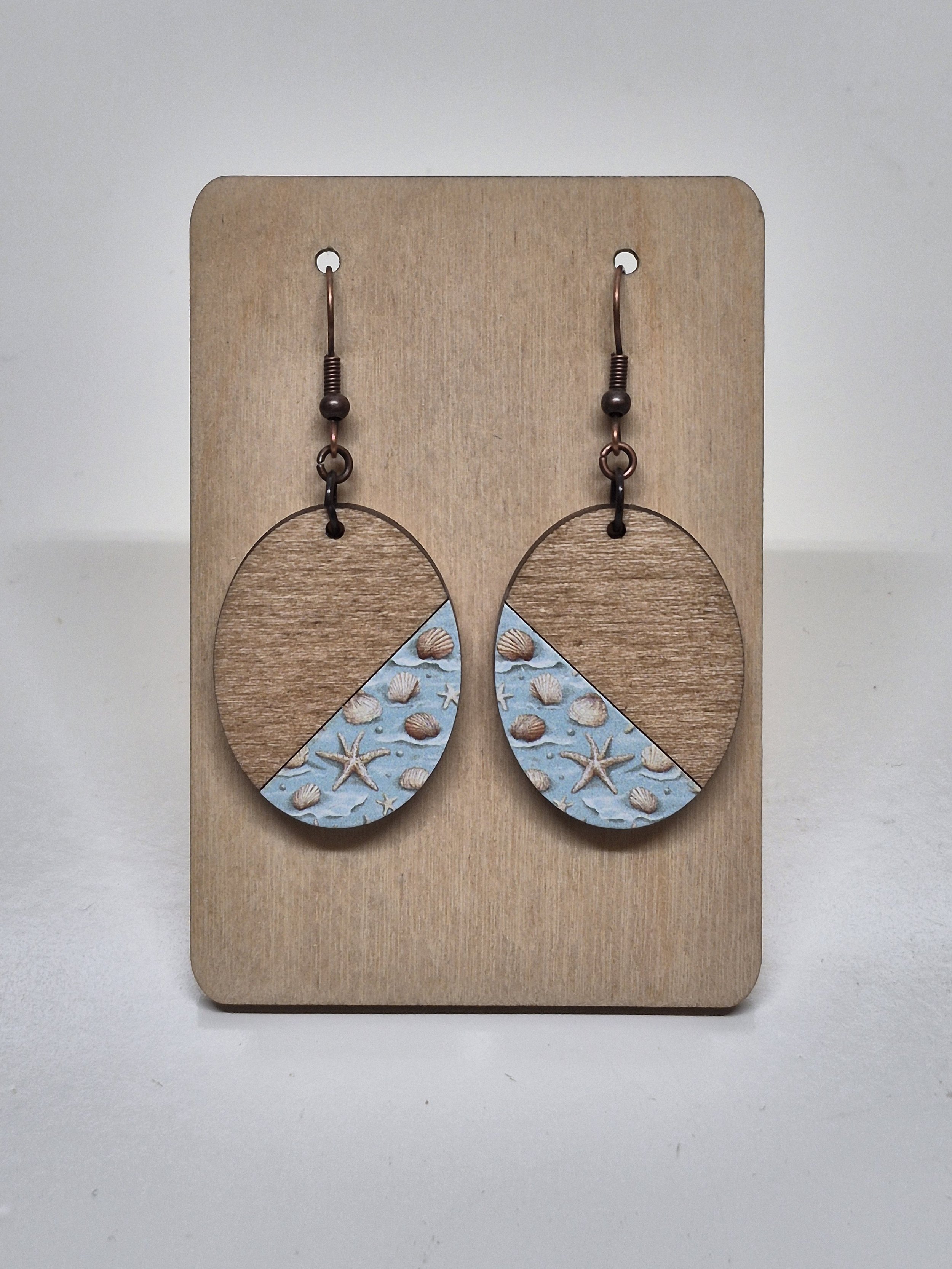 Beach Theme Oval Dangle Earrings