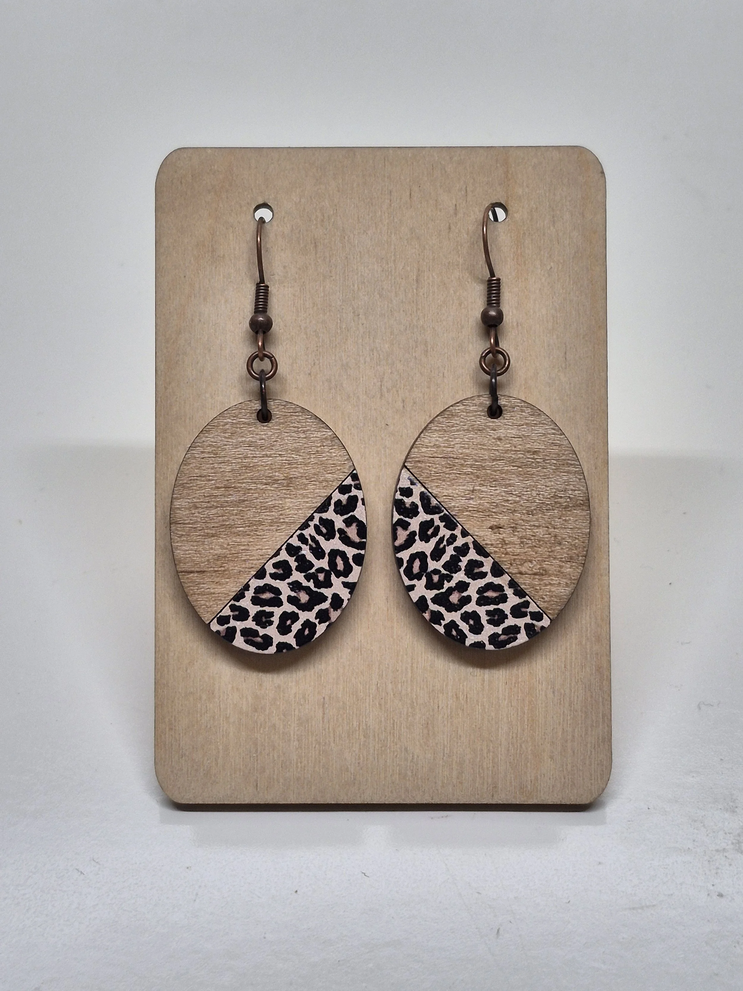 Cheetah Print Oval Dangle Earrings